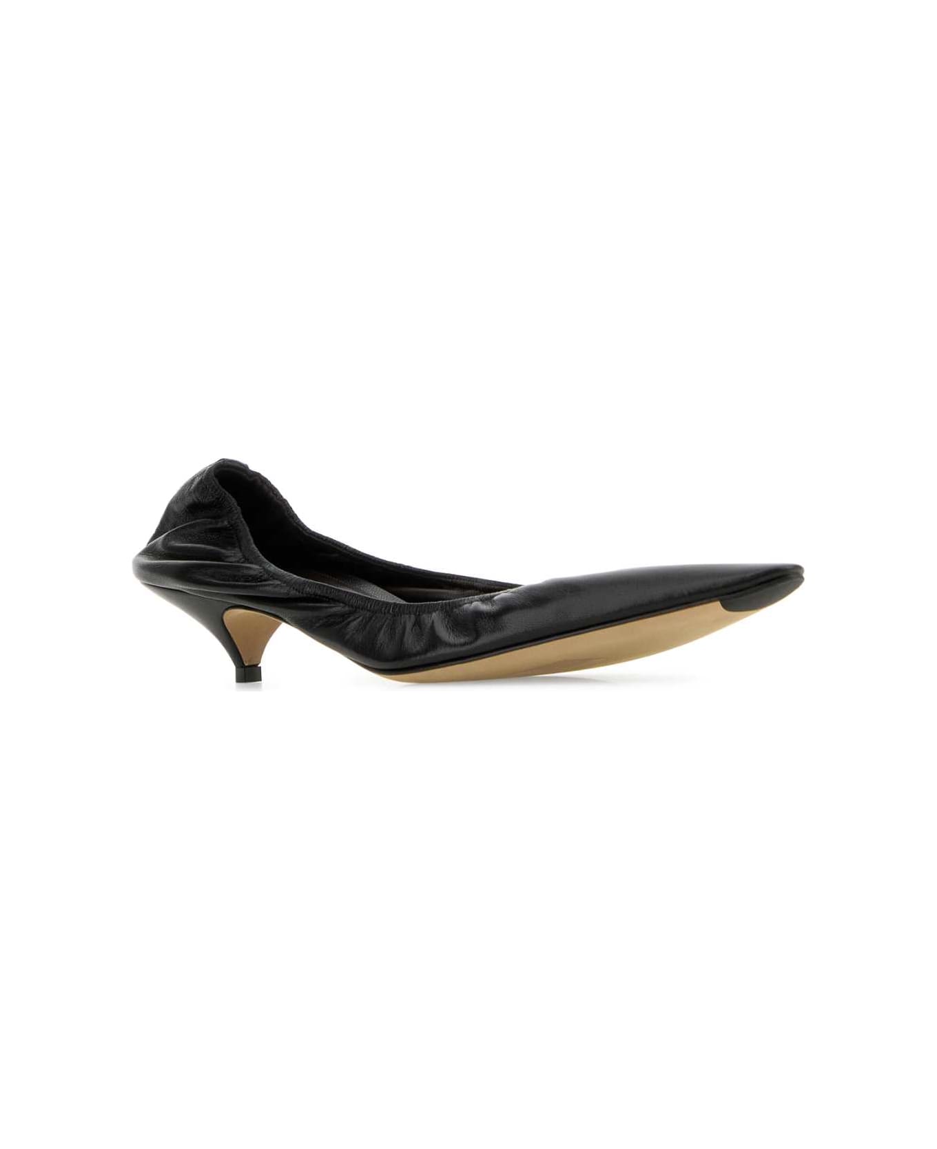 The Row Black Leather Liisa Knitten Pumps - Black