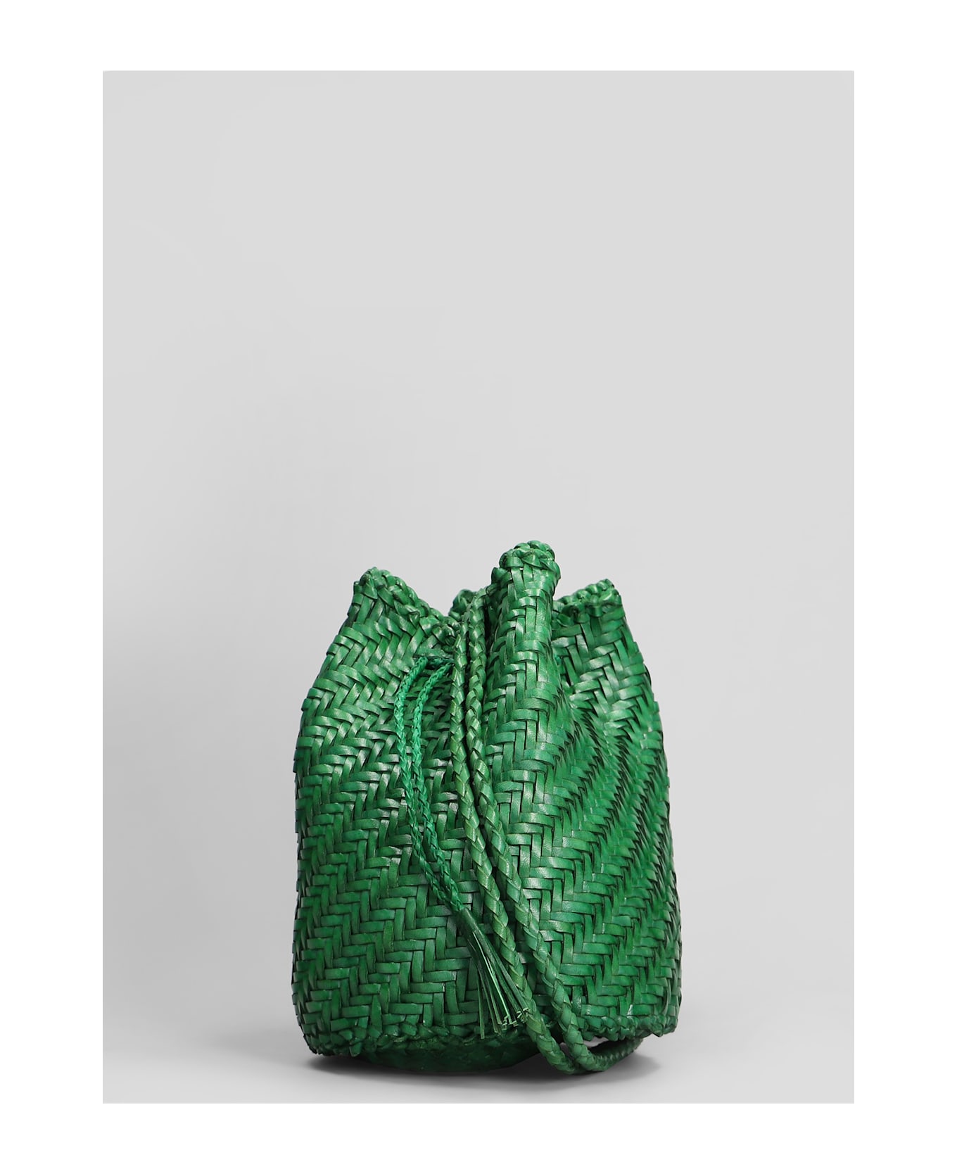 Dragon Diffusion Pompom Double Jump Shoulder Bag In Green Leather - green