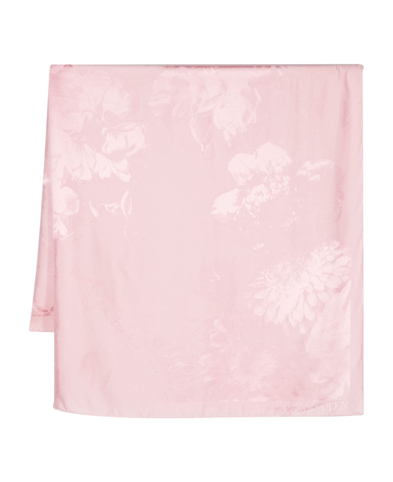 Alexander McQueen Pink Floral Jacquard Silk Scarf - Pink