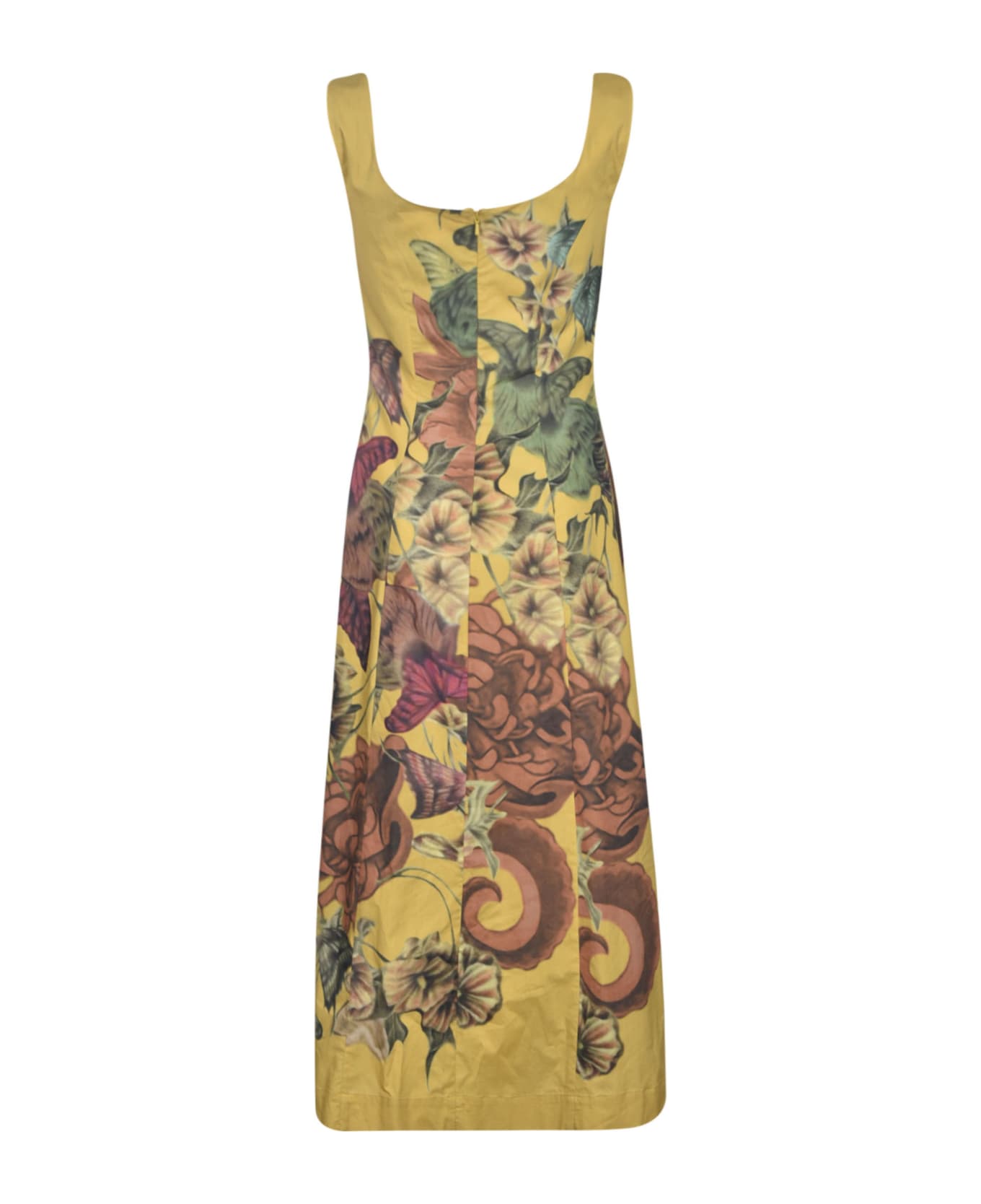 Alberta Ferretti Floral Sleeveless Dress - Yellow/Brown ワンピース＆ドレス