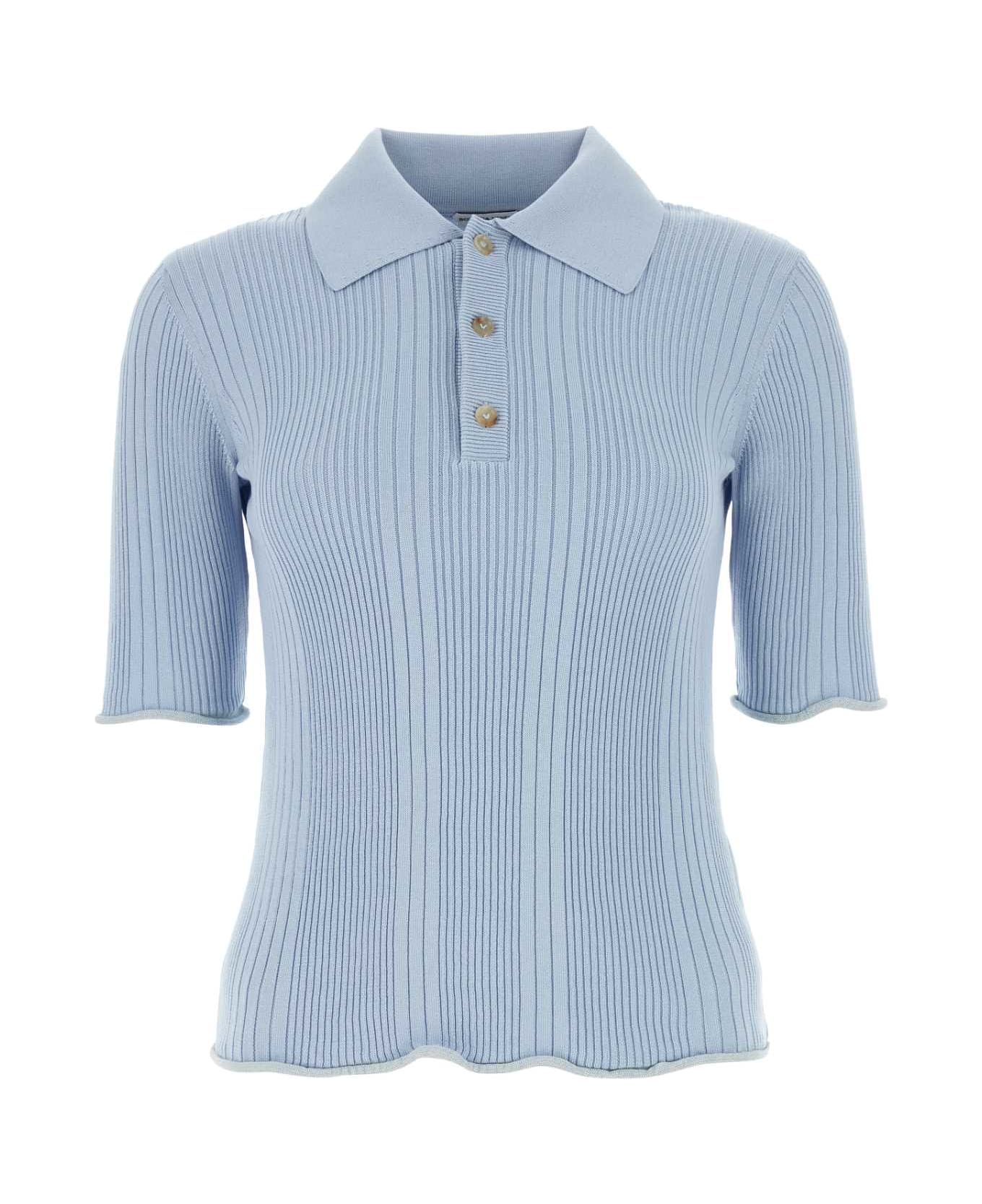 Bottega Veneta Pastel Light-blue Cotton Polo Shirt - BUBBLE