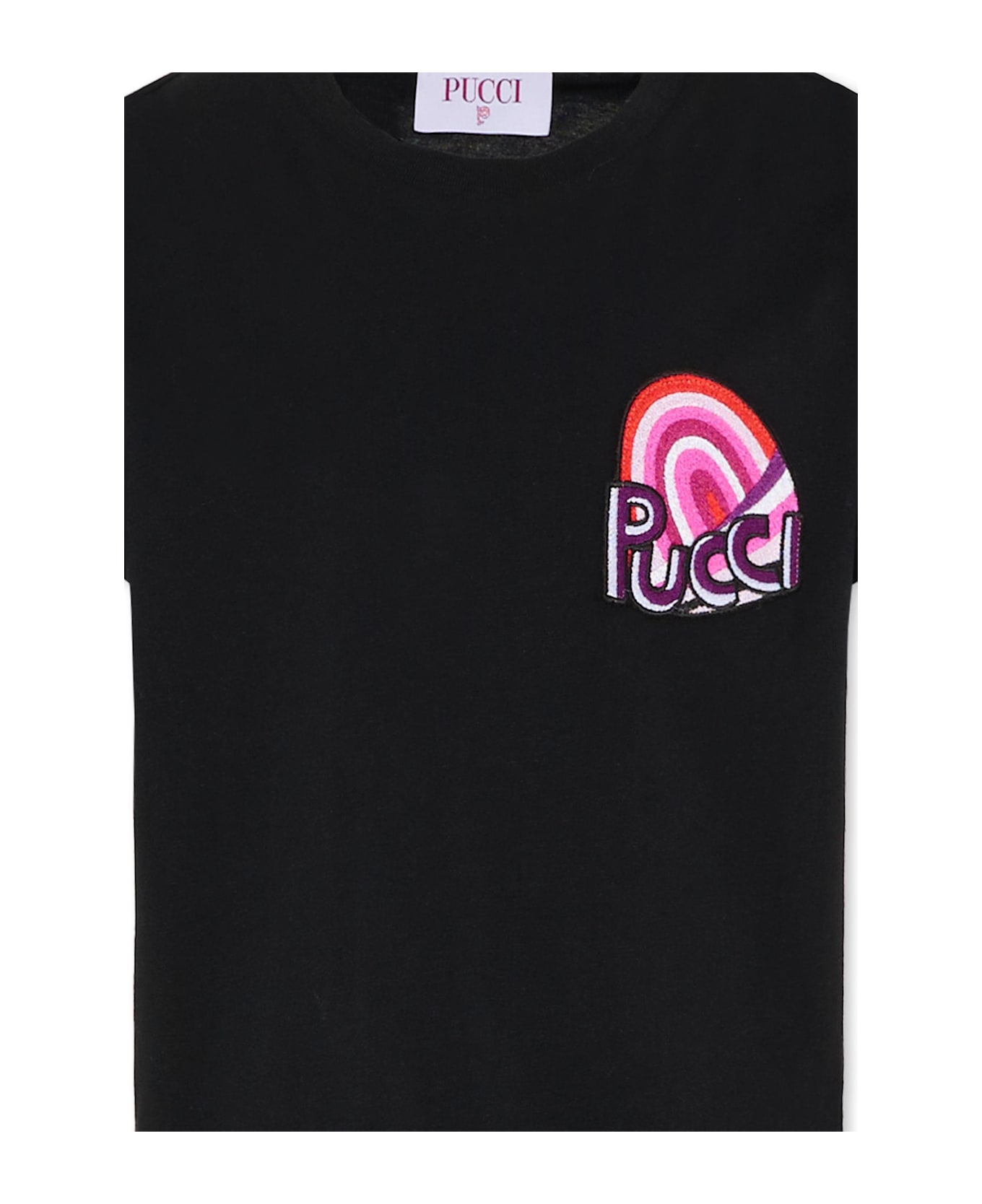 Pucci Black T-shirt With Patch For Girl - Black