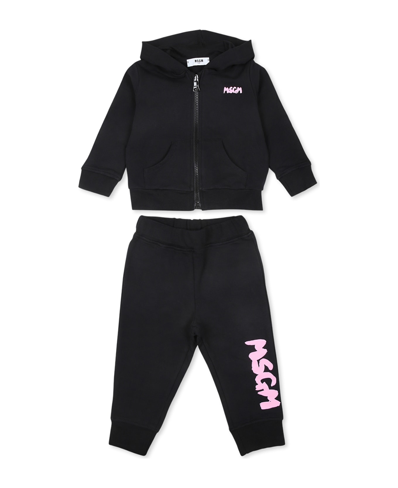 MSGM Black Suit For Baby Girl With Logo - Black