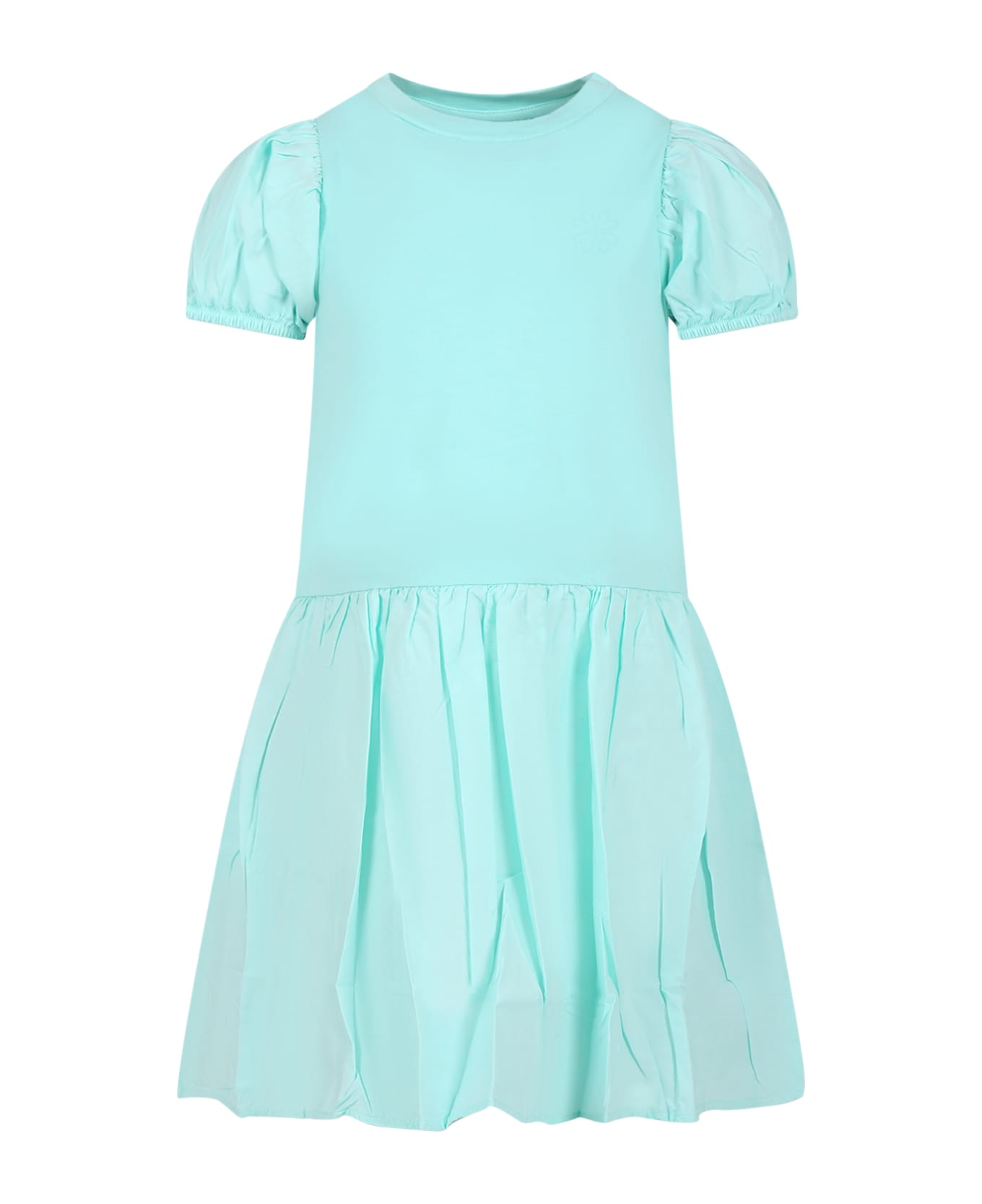 Molo Green Dress For Girl With Hearts - Light Blue