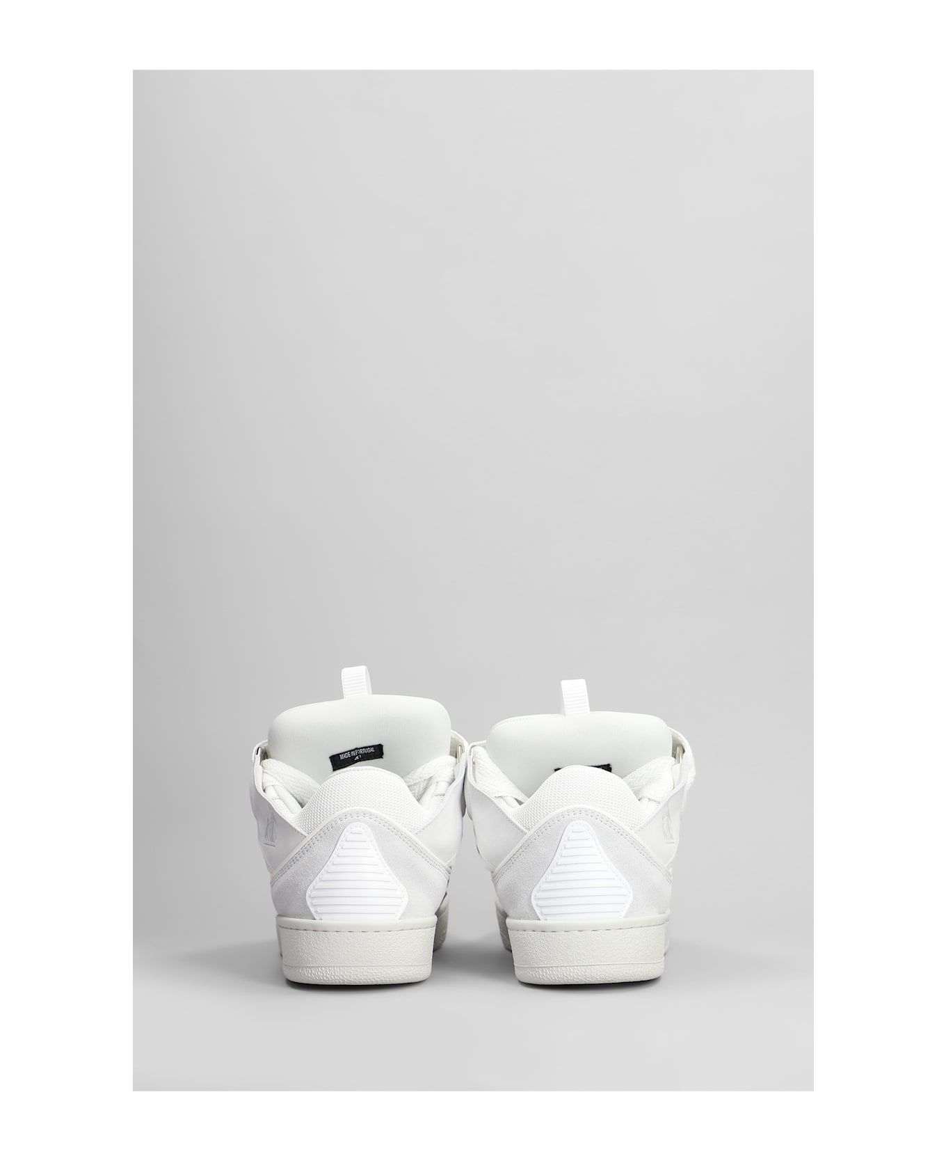 Lanvin Curb Sneakers In White Suede And Leather - white