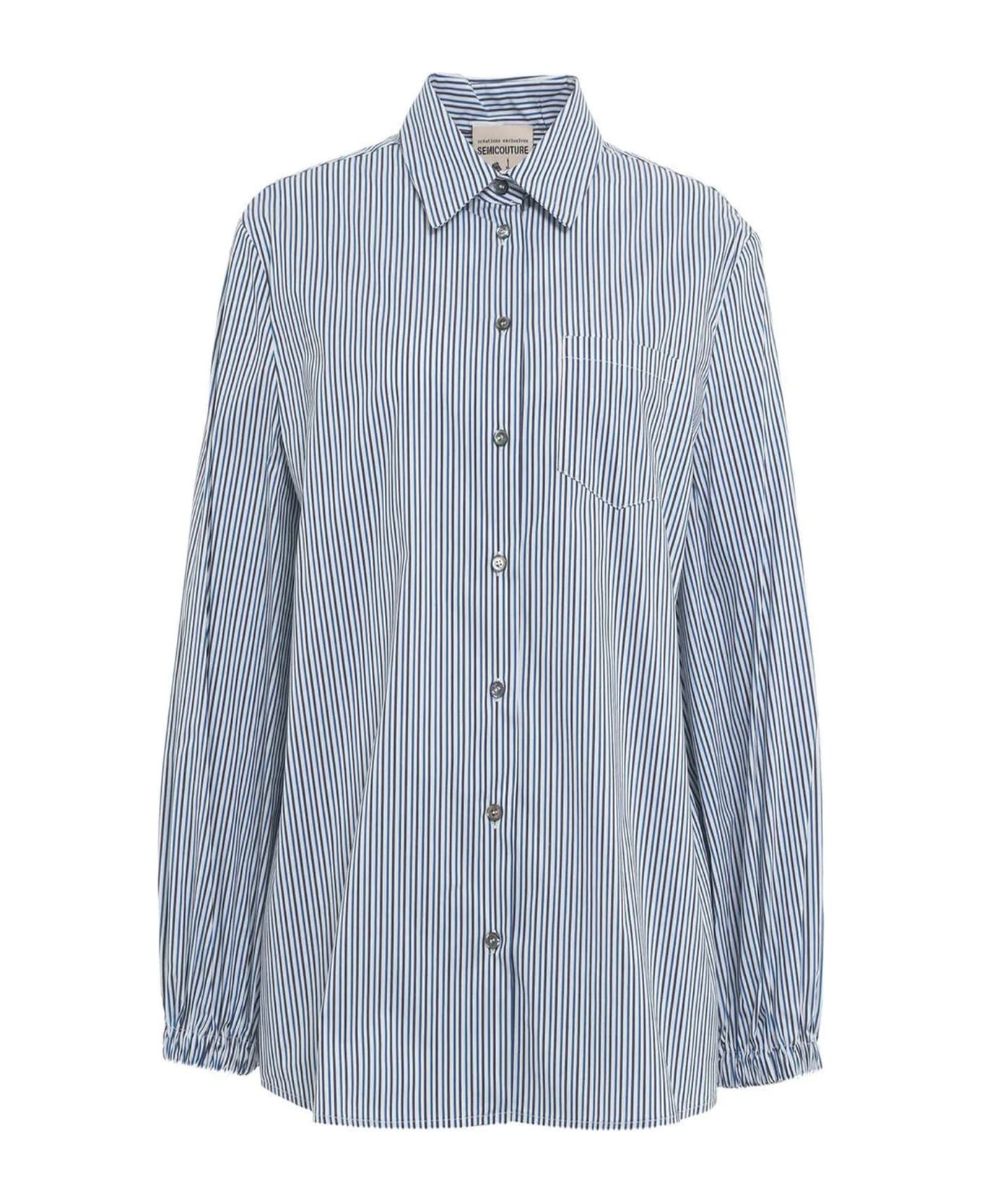 SEMICOUTURE Striped Cotton Shirt - Blue