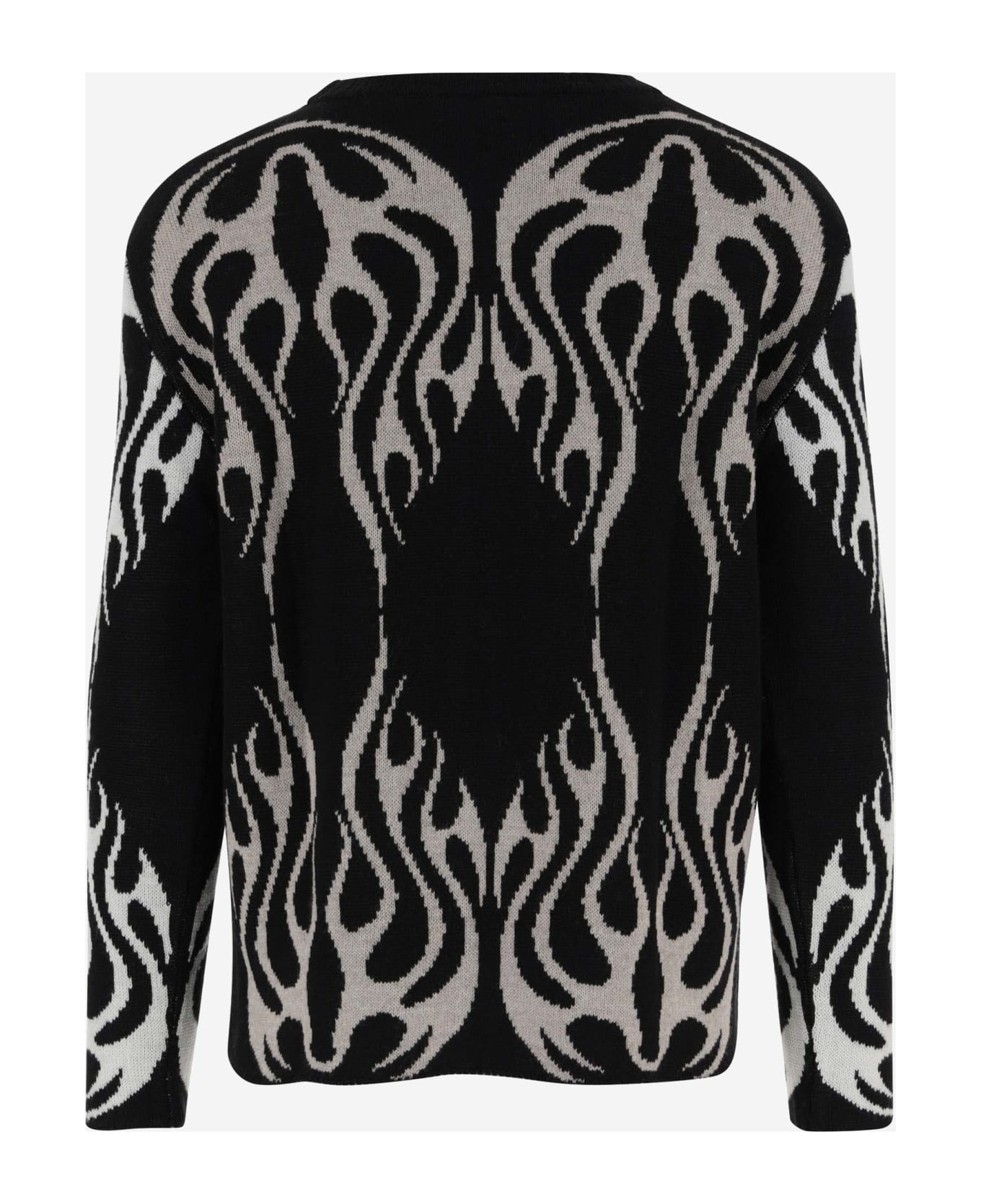 Vision of Super Wool Blend Flames Sweater - Black