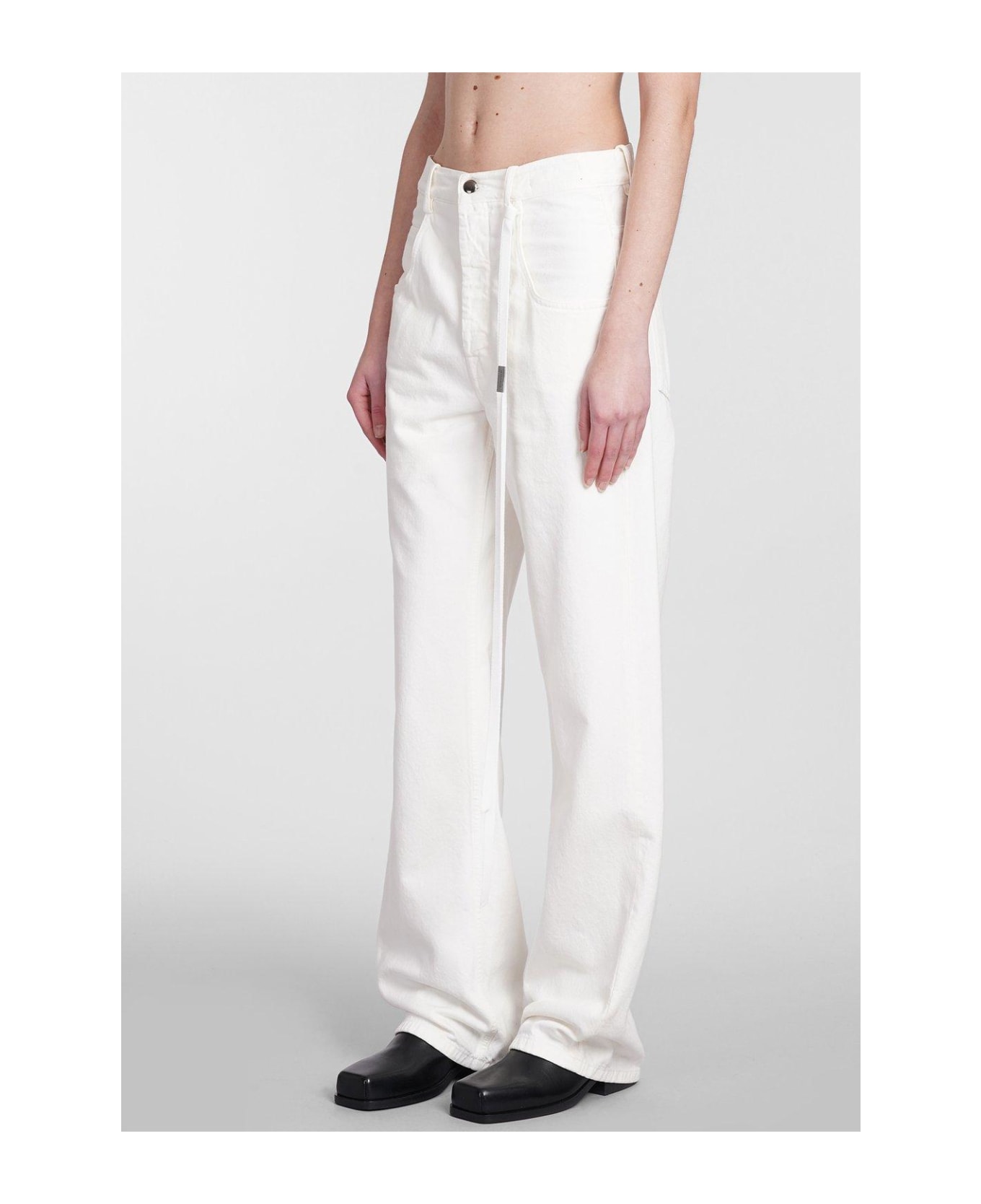 Ann Demeulemeester Straight Leg Drawstring Jeans - White