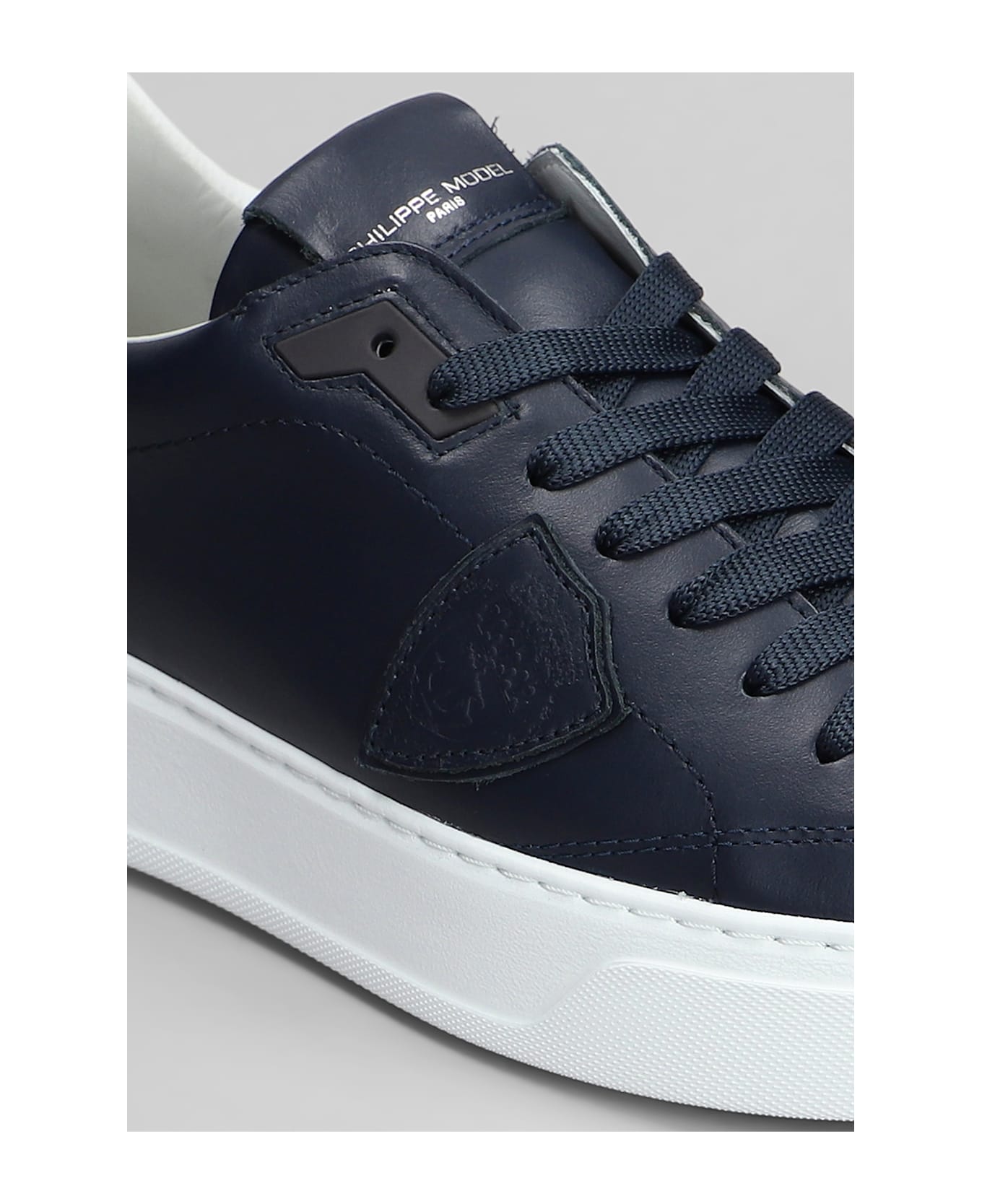 Philippe Model Temple Low Sneakers In Blue Leather - blue