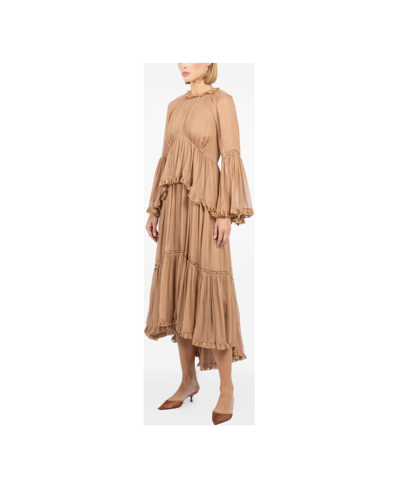 Zimmermann Beige Dress With Ruffles - Beige