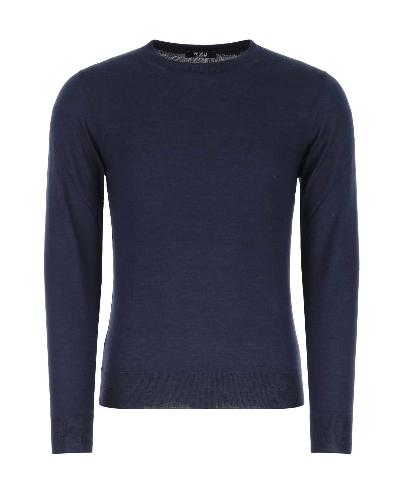 Fedeli Dark Blue Cashmere Blend Sweater - 19