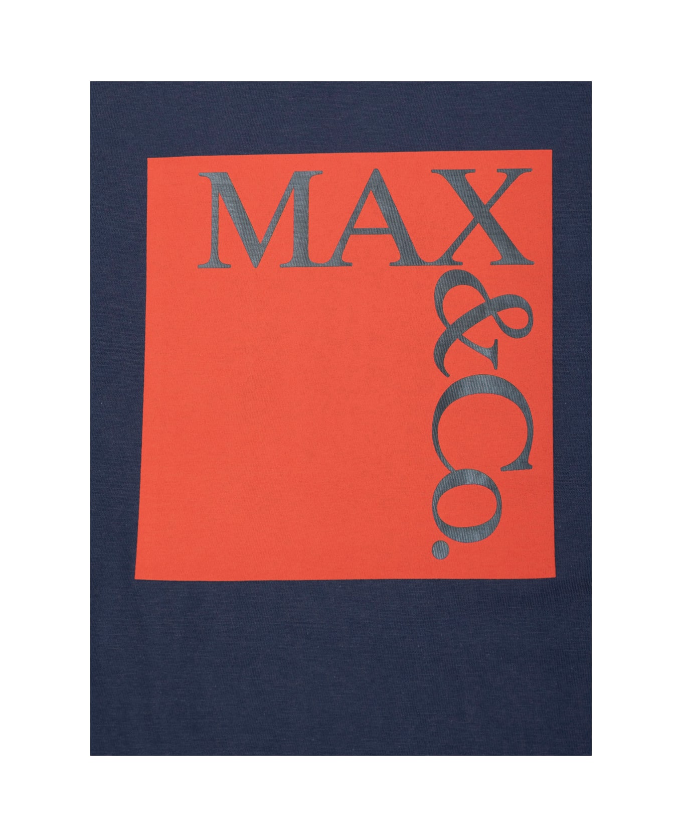 Max&Co. Blue Crewneck T-shirt With Maxi Logo Print On The Front In Tech Fabric Girl - Blu