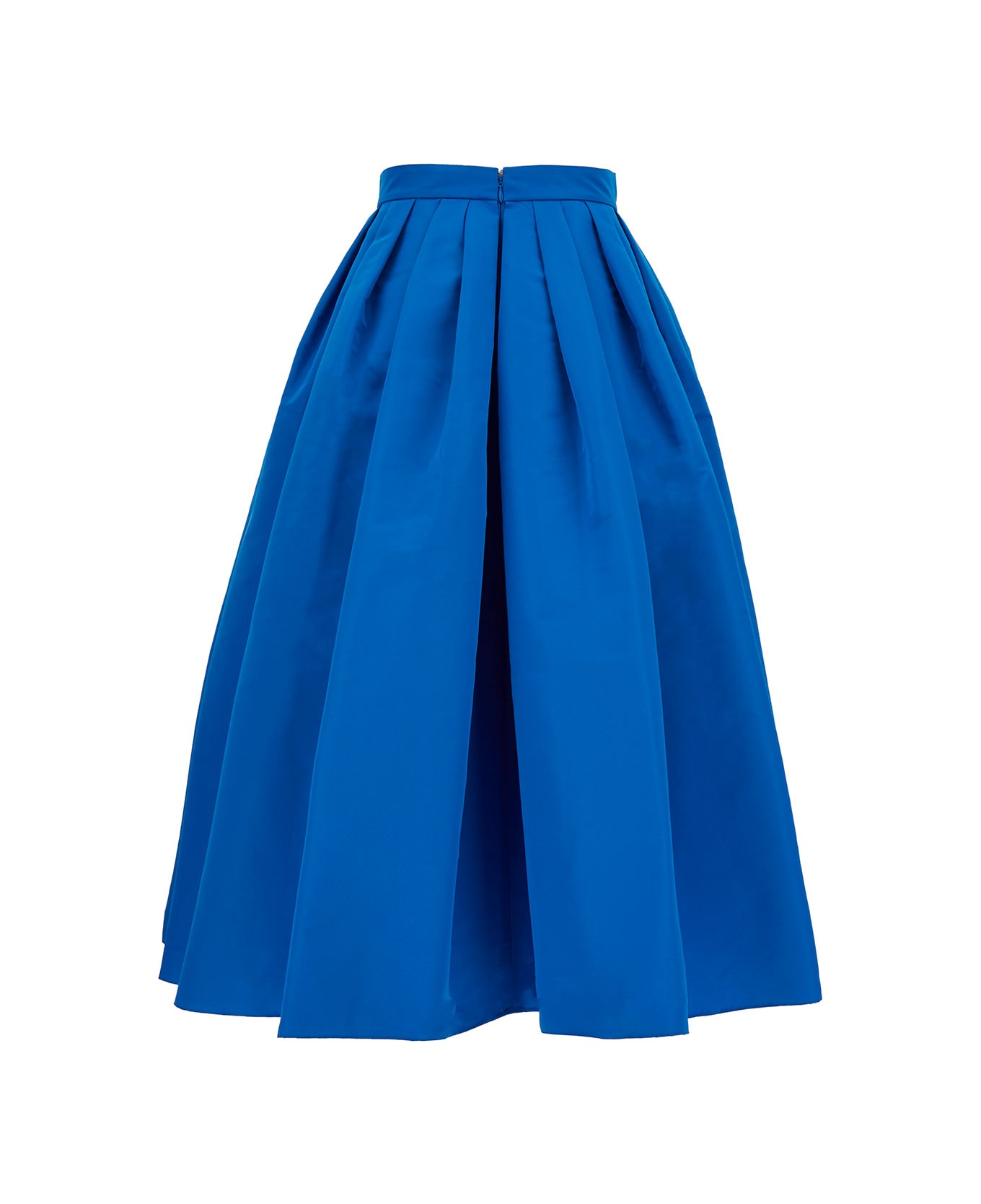 Alexander McQueen Midi Skirt With Matching Waistband In Pleated Fabric - Blu