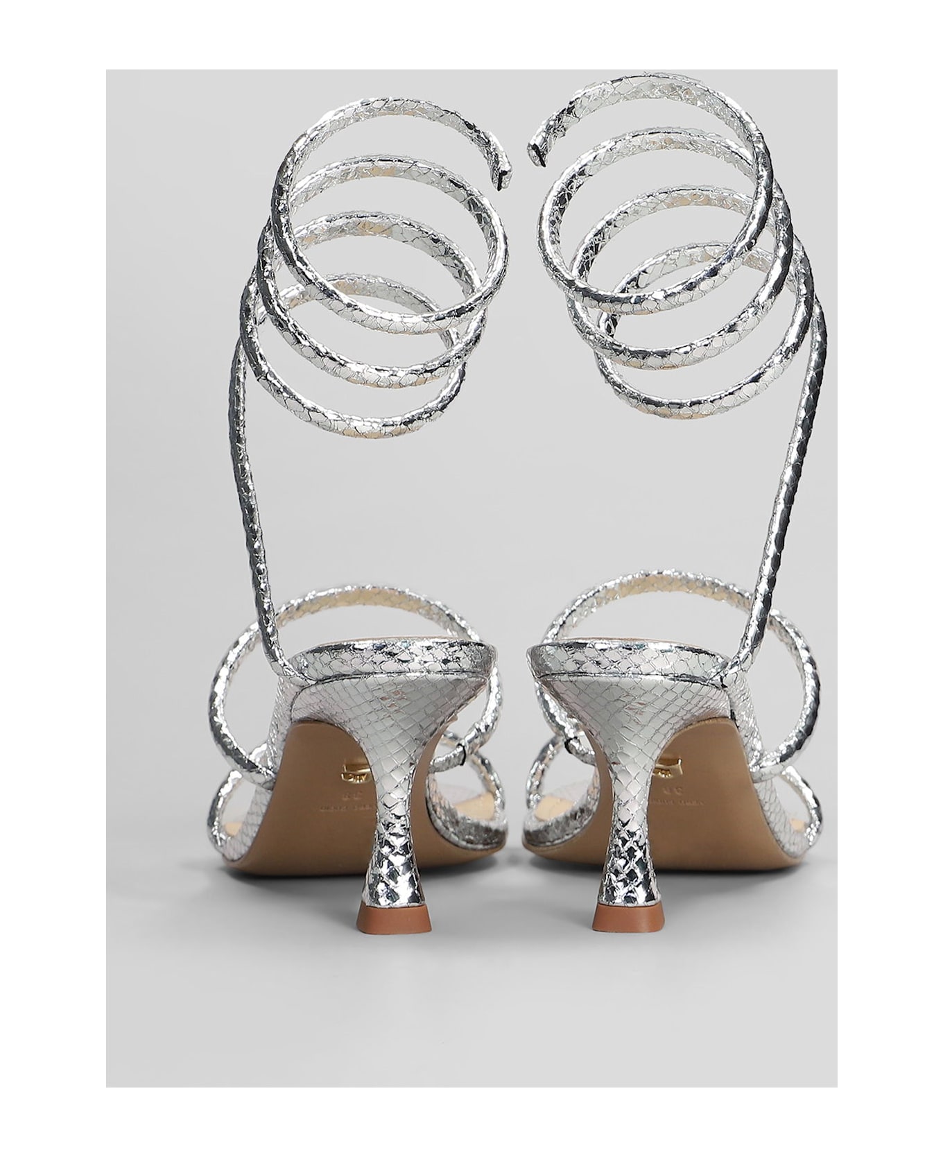 Lola Cruz Greta 65 Sandals In Silver Leather - silver