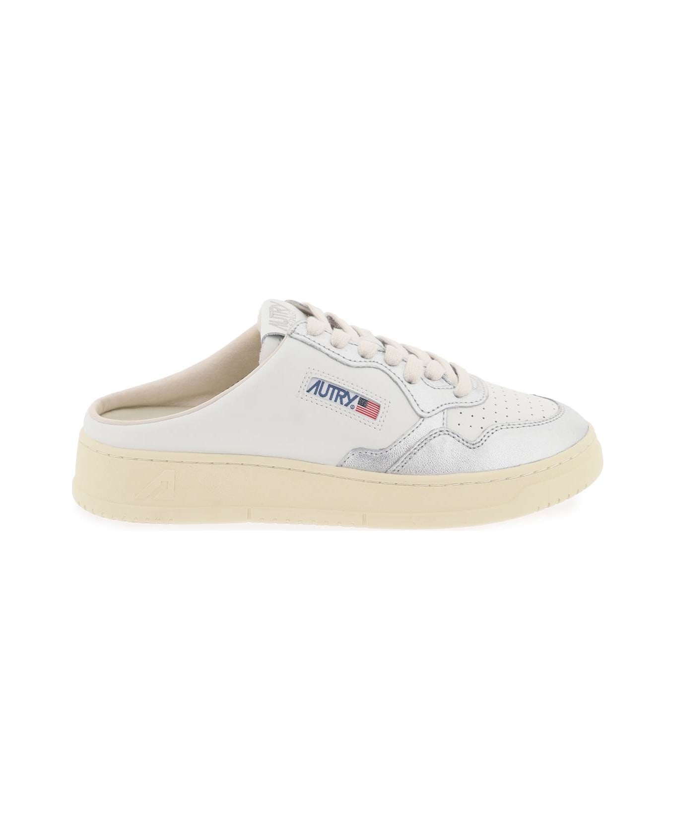 Autry Medalist Mule Low Sneakers - WHITE SILVER (Silver)