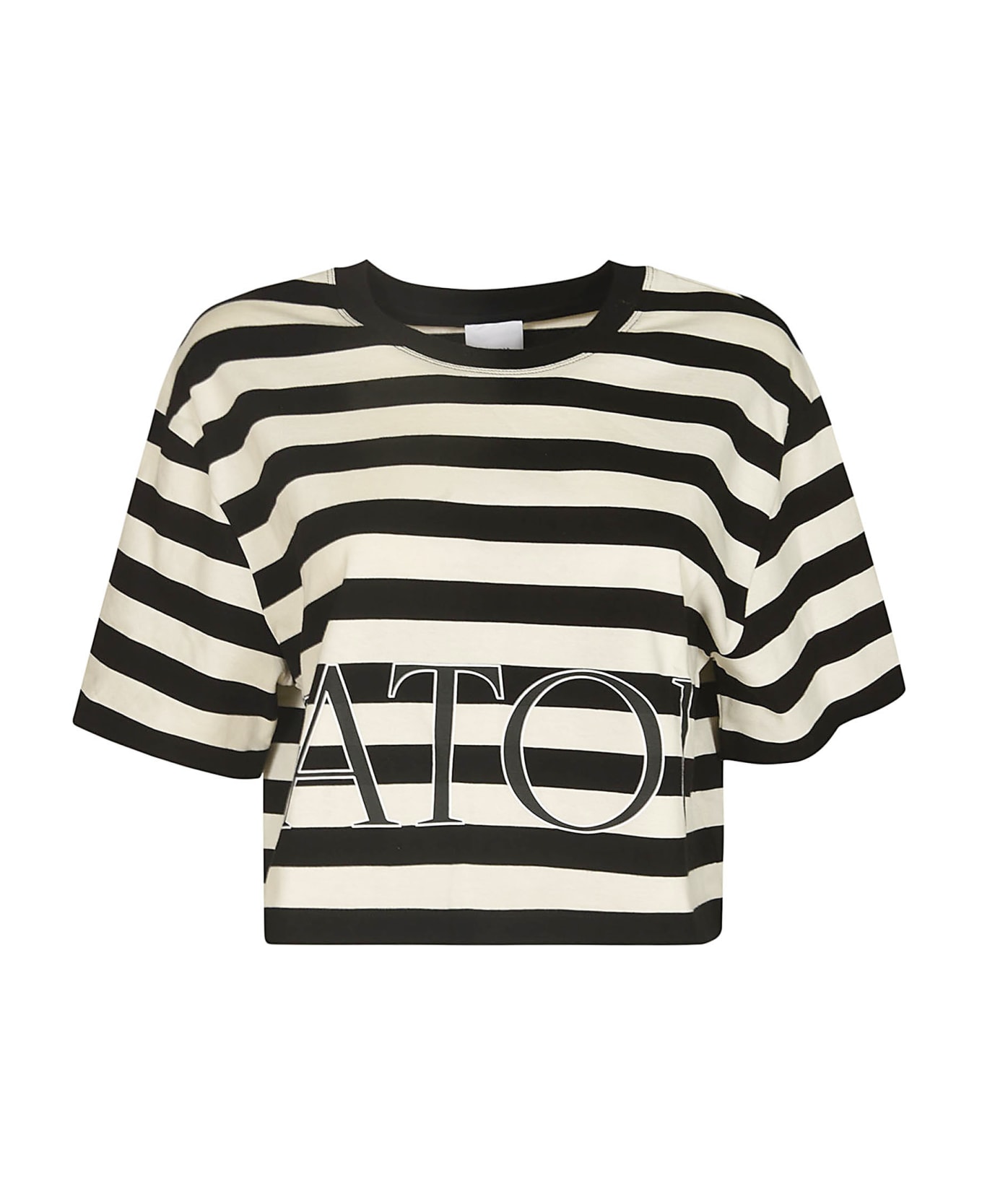 Patou Breton Striped Crop T-shirt - Black/Grey Tシャツ