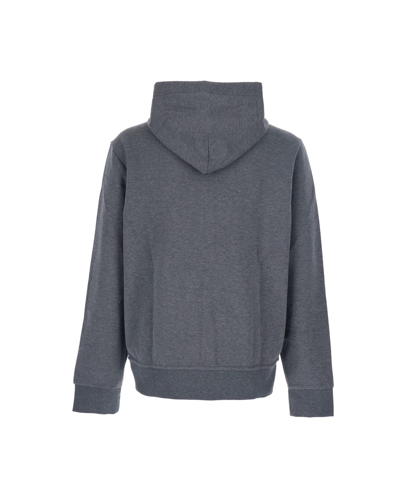 Polo Ralph Lauren Grey Sweatshirt With Drawstring Hood And Pony Embroidery On The Front In Cotton Blend Man - Grey