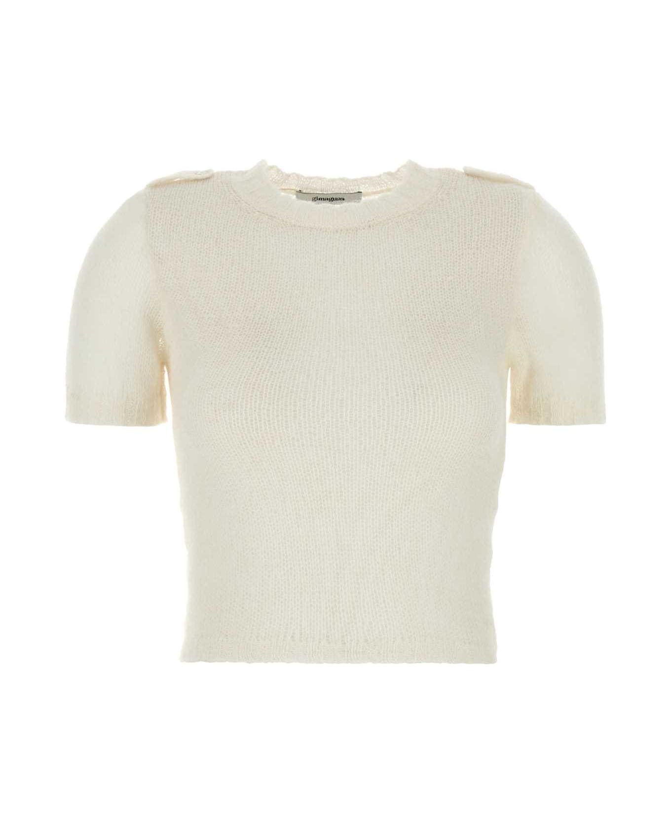 Gimaguas Ivory Nylon Blend Kiss Sweater - WHITE