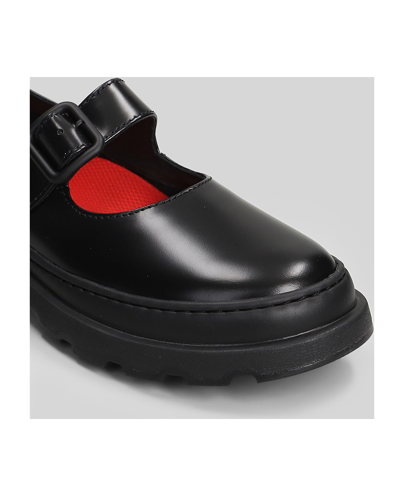 Camper Brutus Ballet Flats In Black Leather - black