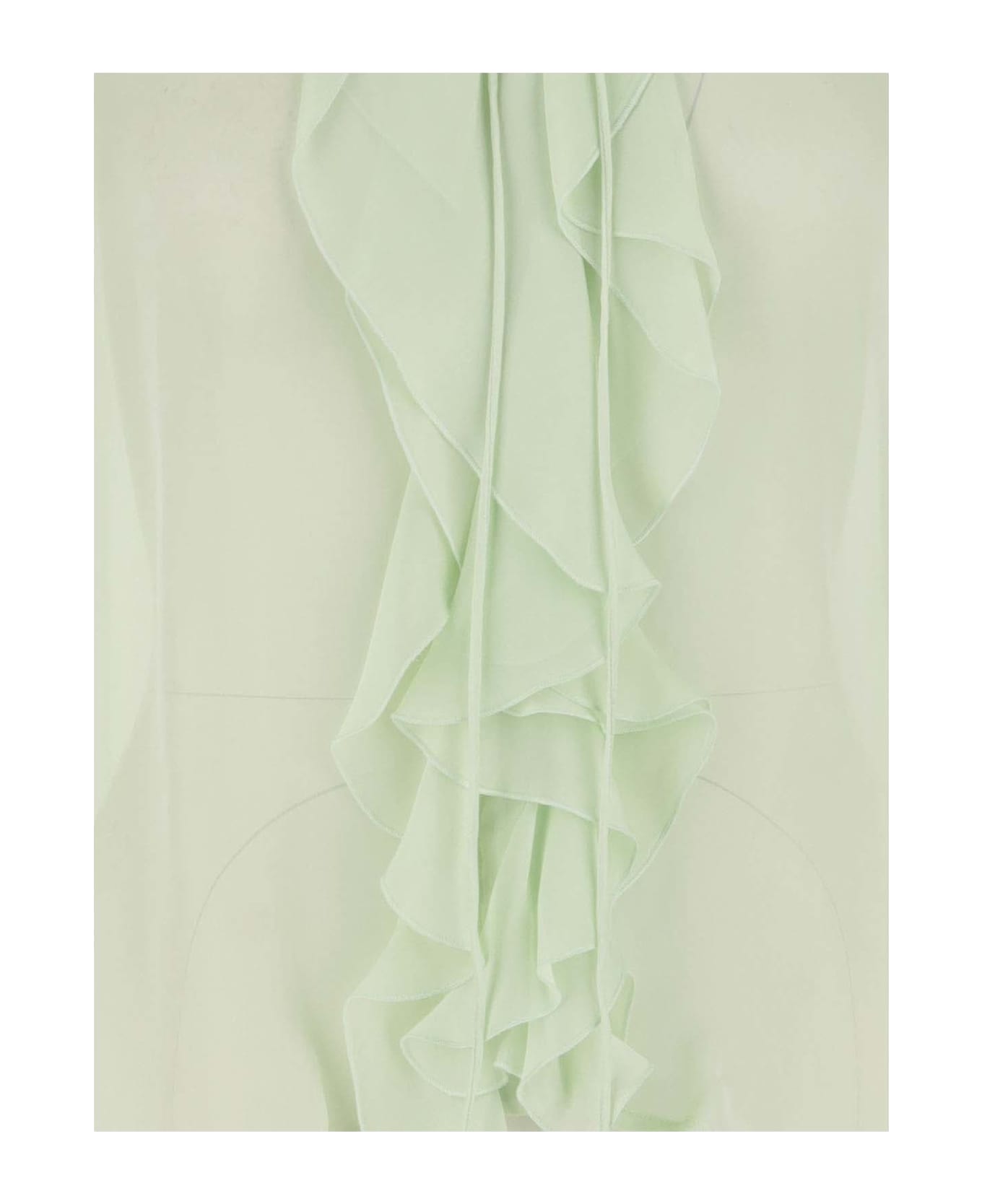 Victoria Beckham Silk Shirt With Ruffles - Green ブラウス