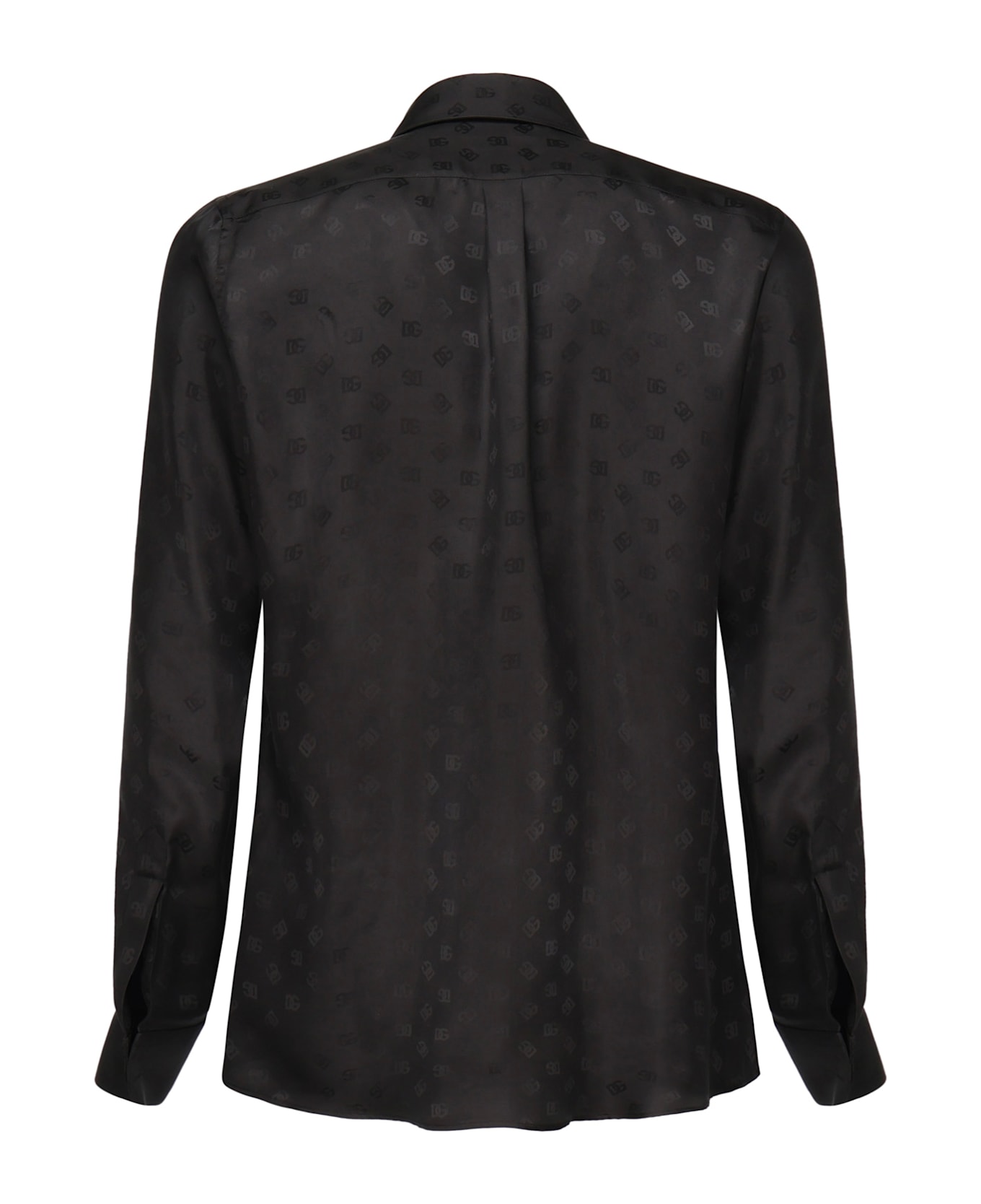 Dolce 
Gabbana Martini Silk Jacquard Logo Shirt - Black
