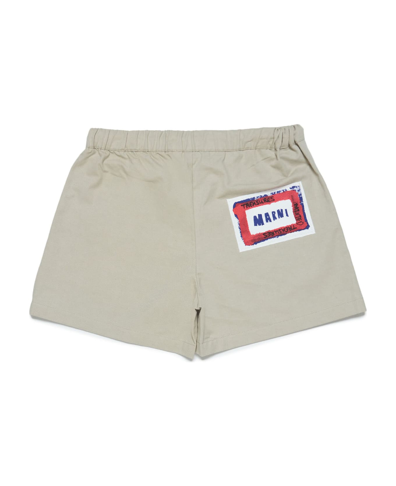 Marni Mp122f Shorts Marni Beige Gabardine Shorts With Printed Face - Light sand