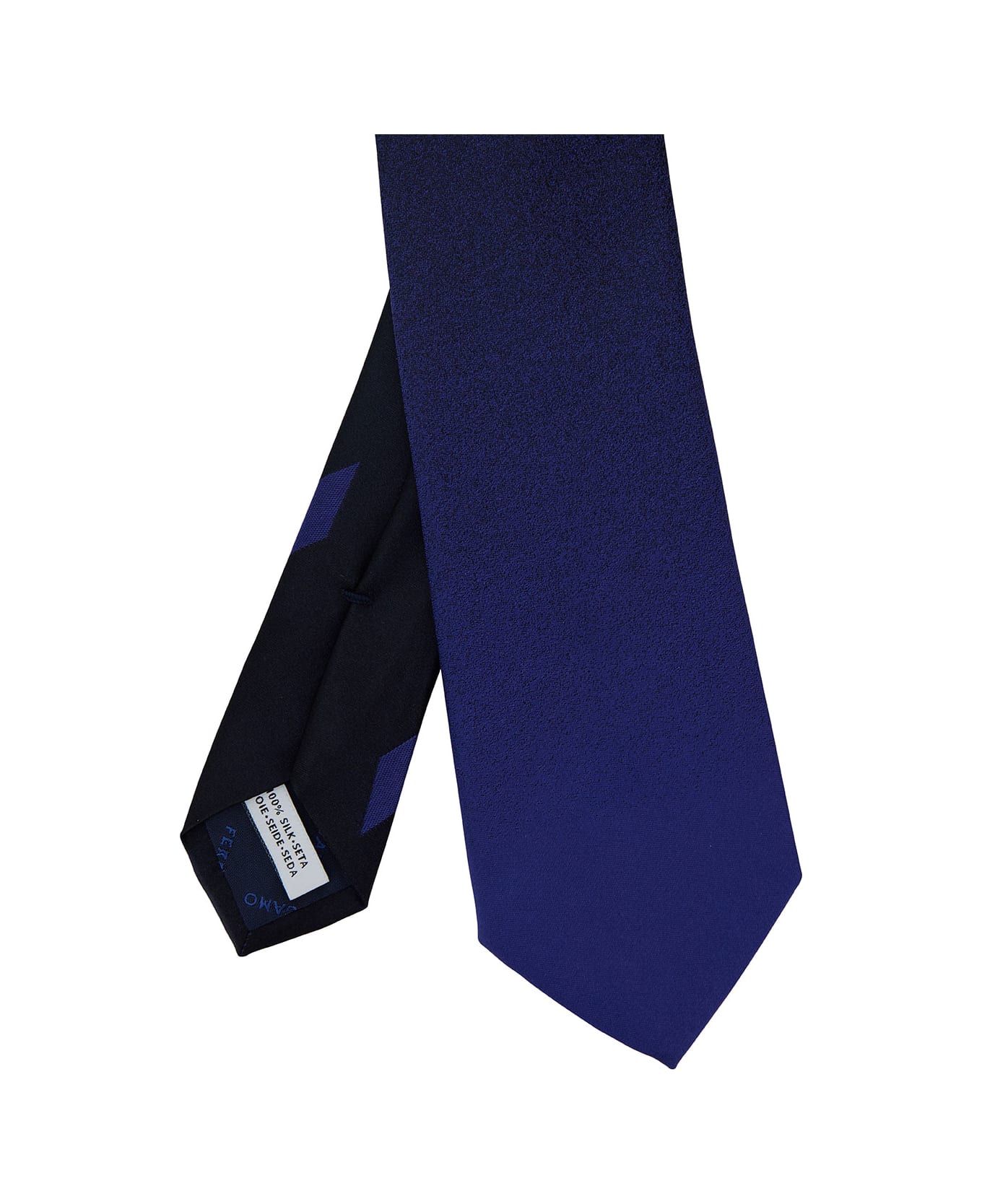 Ferragamo Blue Tie With Logo Embroidery In Silk Man - Blu