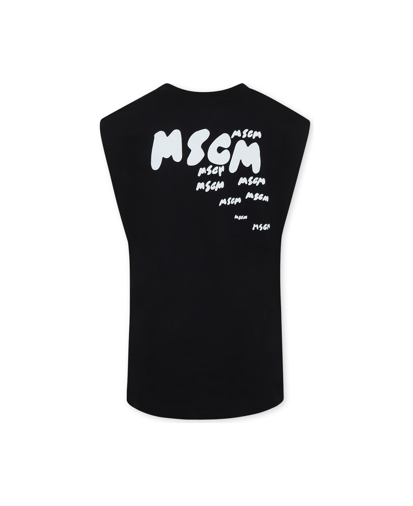 MSGM Black Tank Top For Boy With Logo - Black