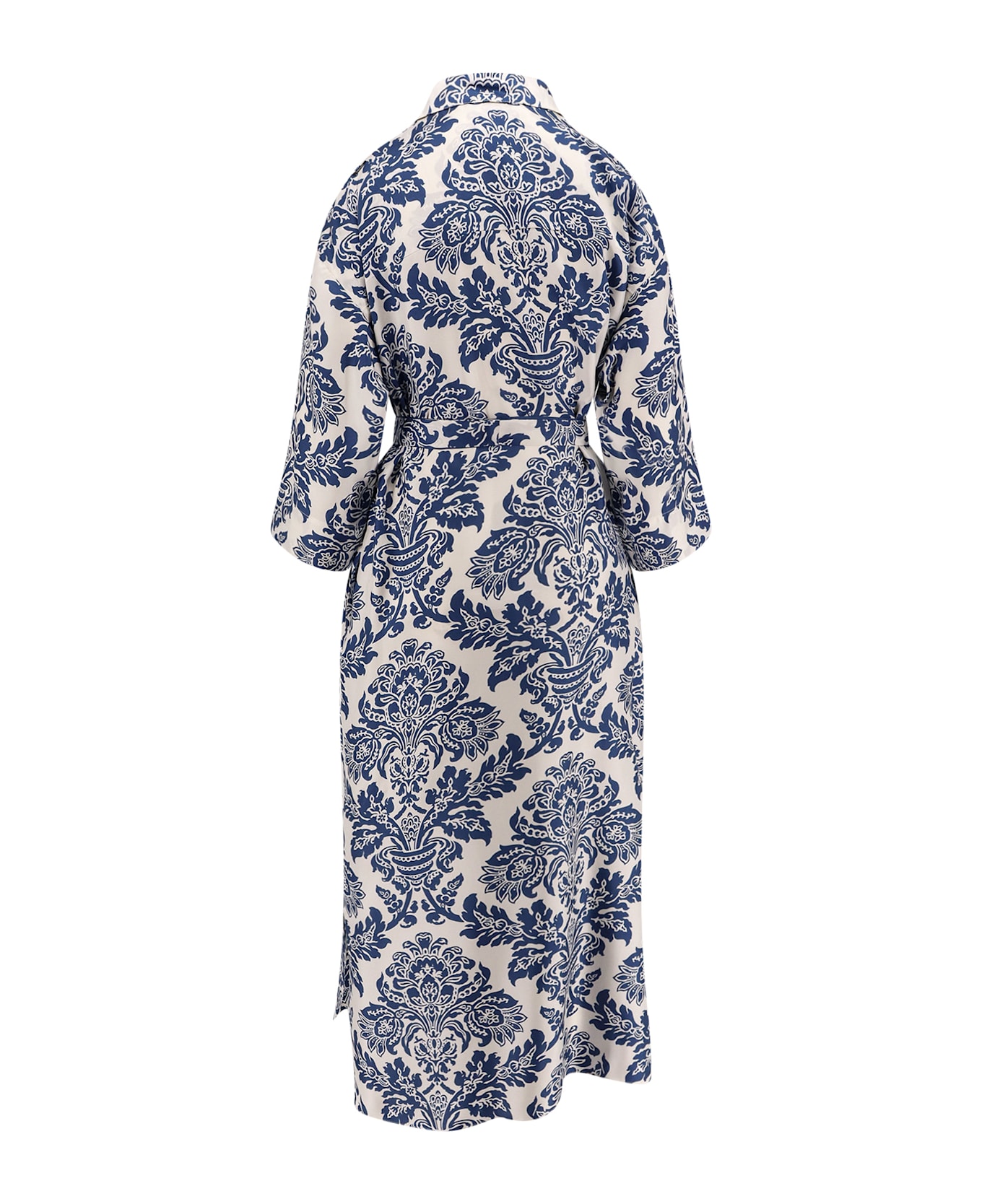 
S Max Mara Camelia Printed Silk Long Chemisier Dress - Blue