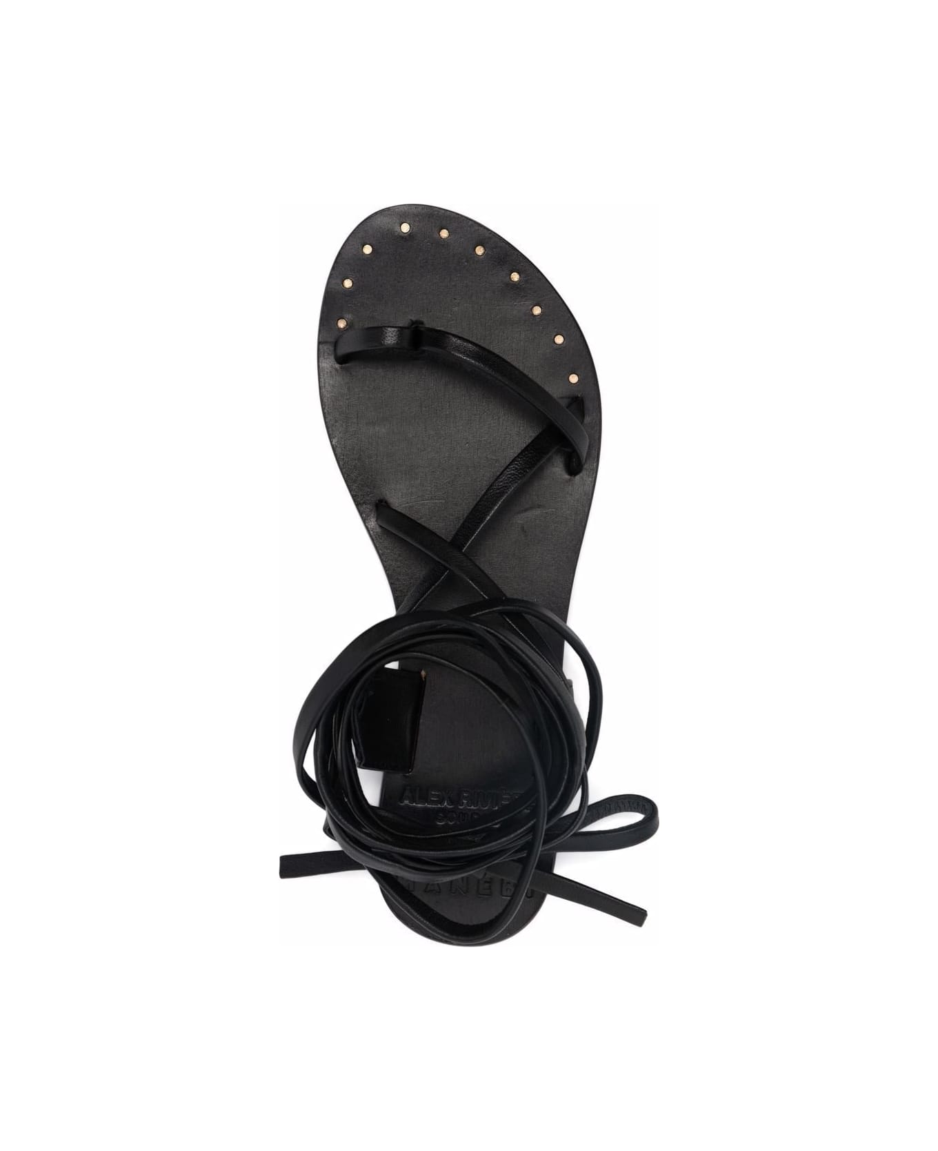 Manebi Tie-up Leather Sandals - Black