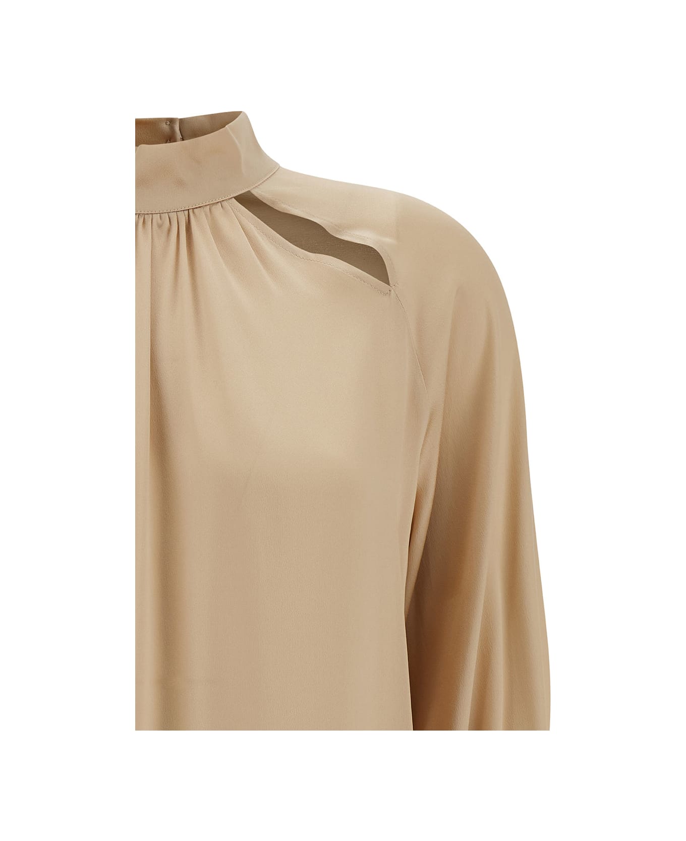 SEMICOUTURE 'jazmin' Champagne Blouse With Cut-out In Acetate And Silk Woman - Beige