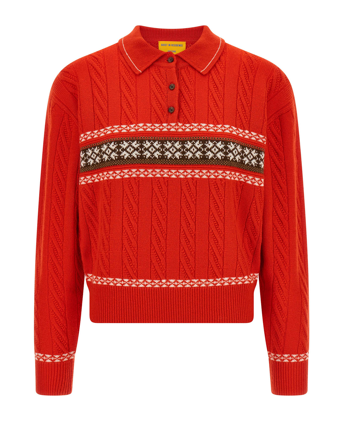 Guest in Residence 'cable Collegiate Polo' Sweater - Red