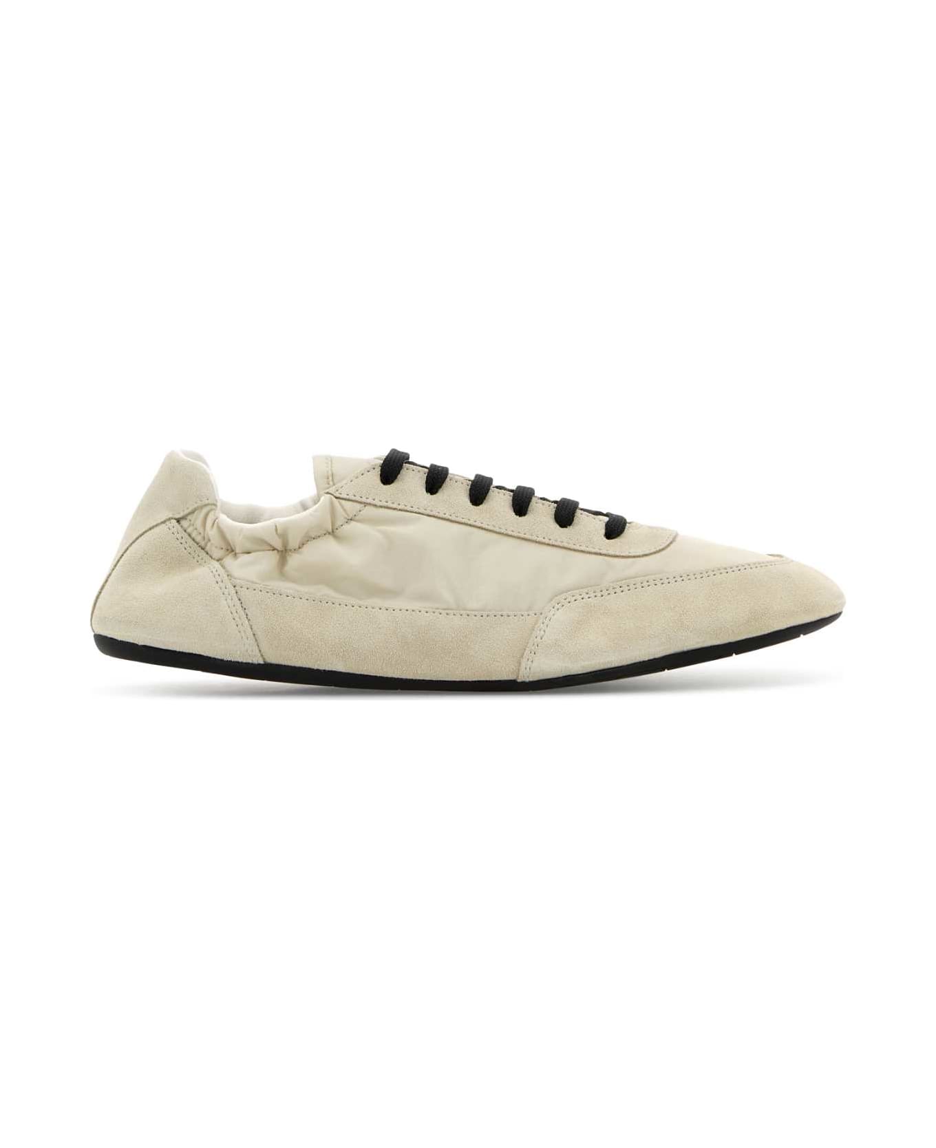 Prada Ivory Re-nylon And Suede Collapse Sneakers - AVORIO