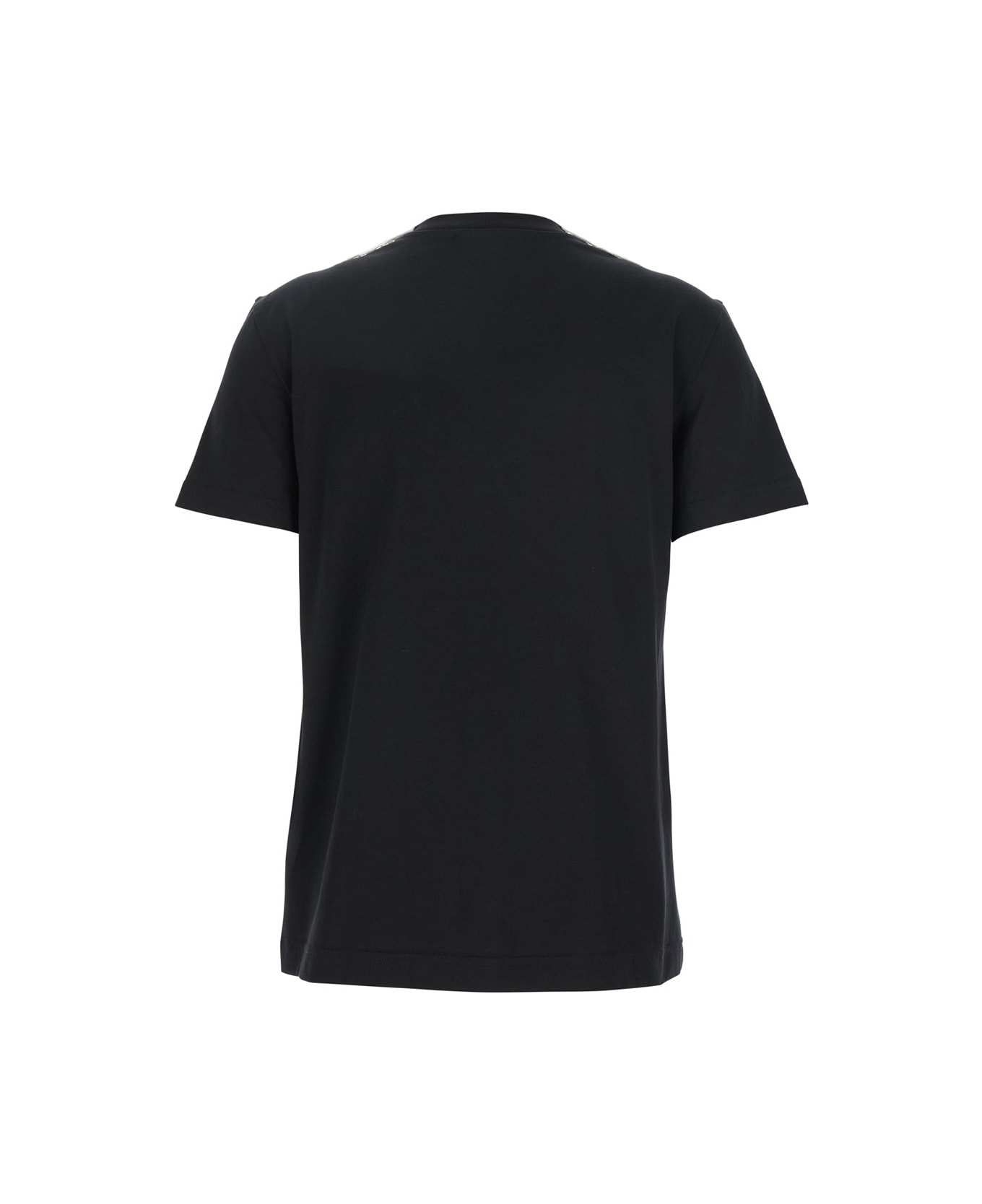 Dolce 
Gabbana Black T-shirt With Bow On The Front And Lace Details In Cotton Woman - Black