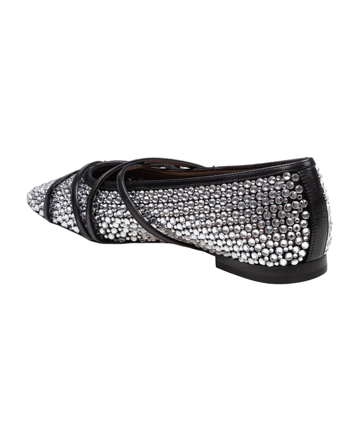 Mach & Mach Mesh Ballerina With Applied Crystals - Black