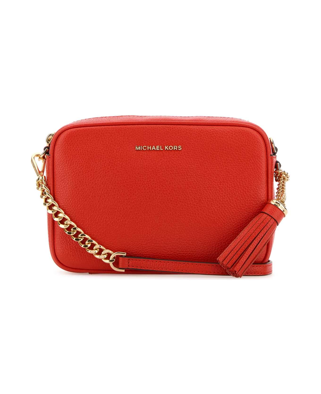 Michael Kors Coral Leather Medium Crossbody Bag - BURNTSIENNA