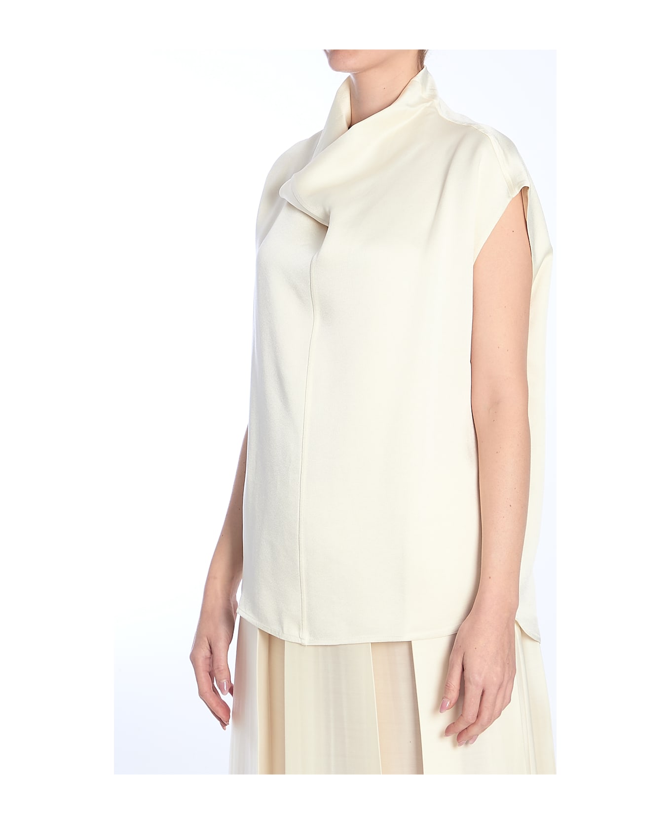 Totême Ivory Collared Sleveless Top - White