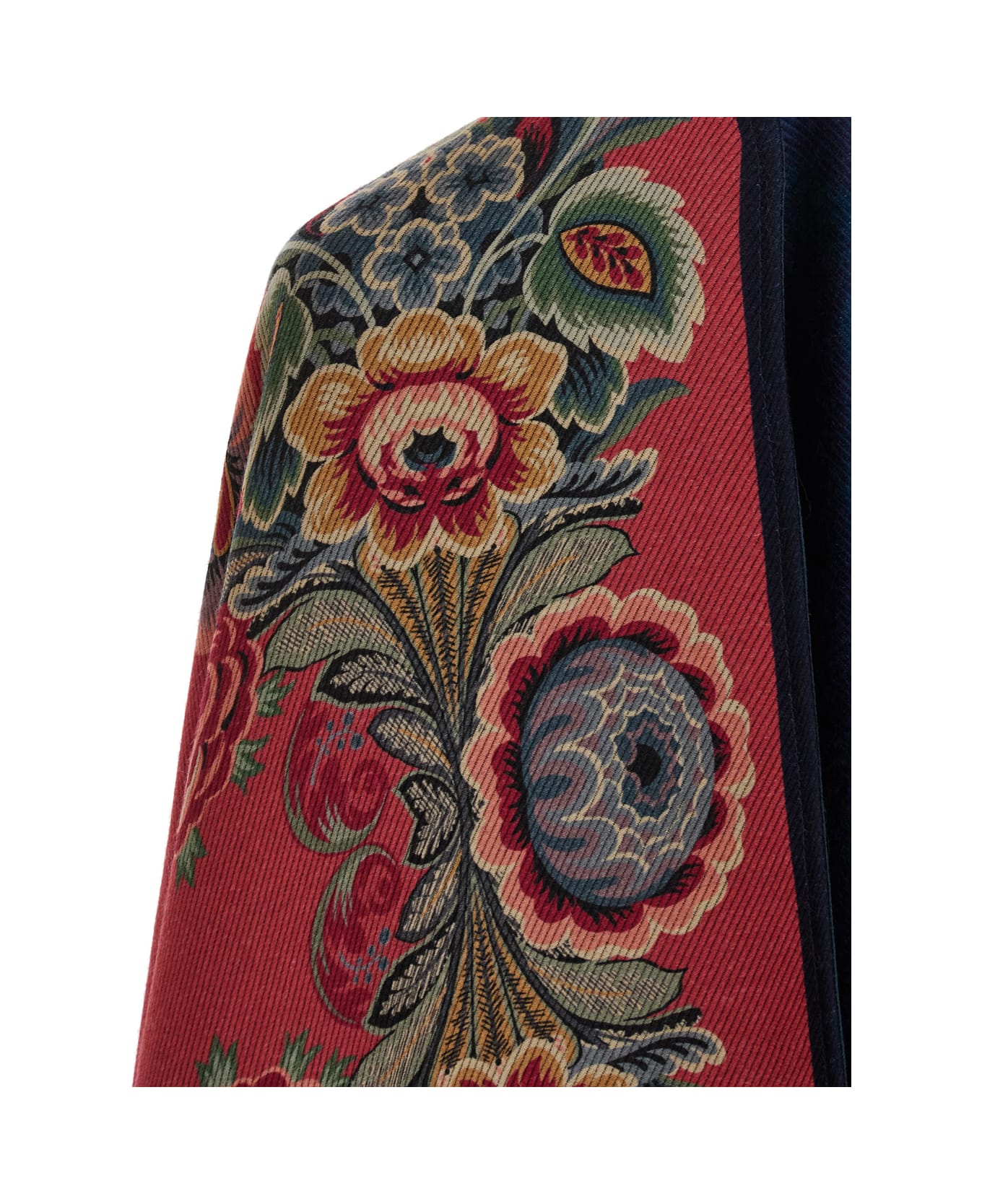 Etro Red Cape With All-over Floral Motif In Wool Blend Woman - Red