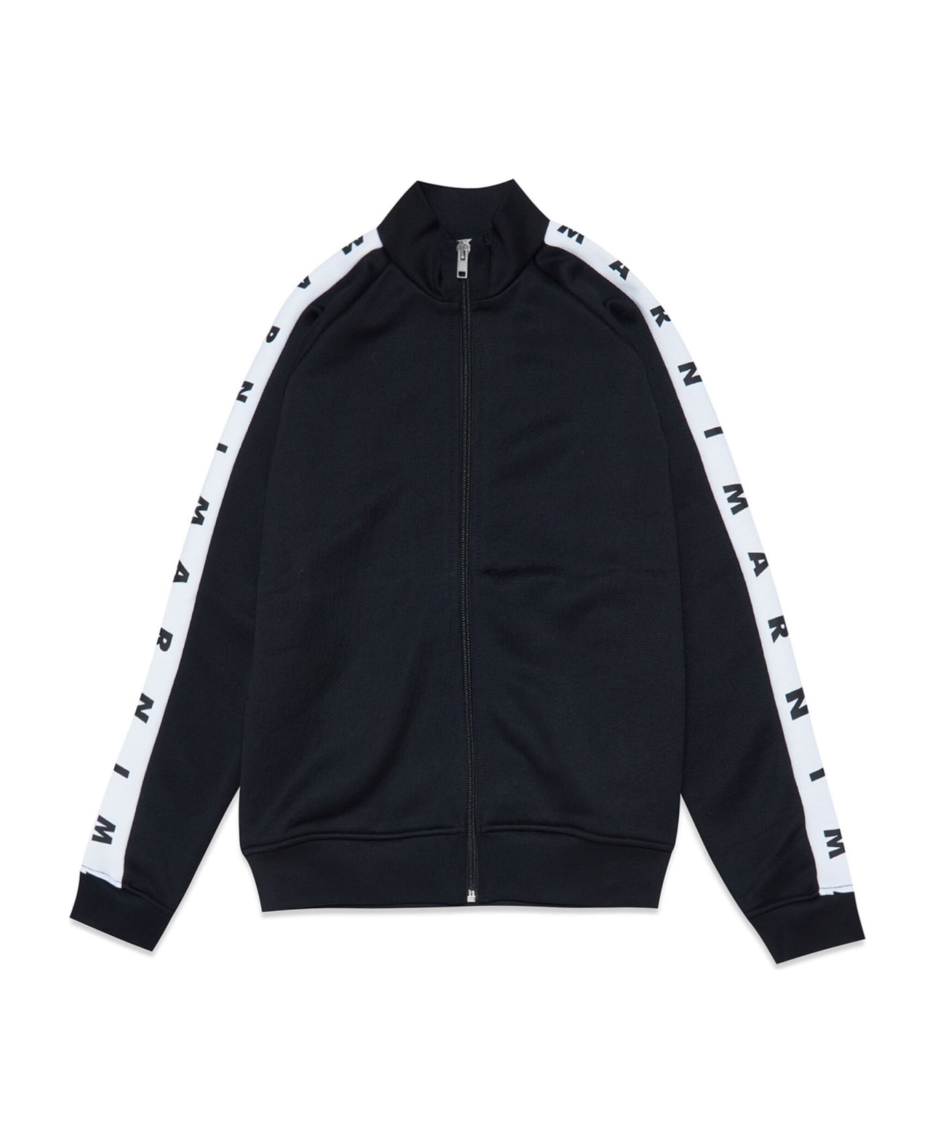 Marni Ms34u Sweat-shirt Marni Black Sweatshirt In Technical Fabric With Zip And Logo Tape - Black