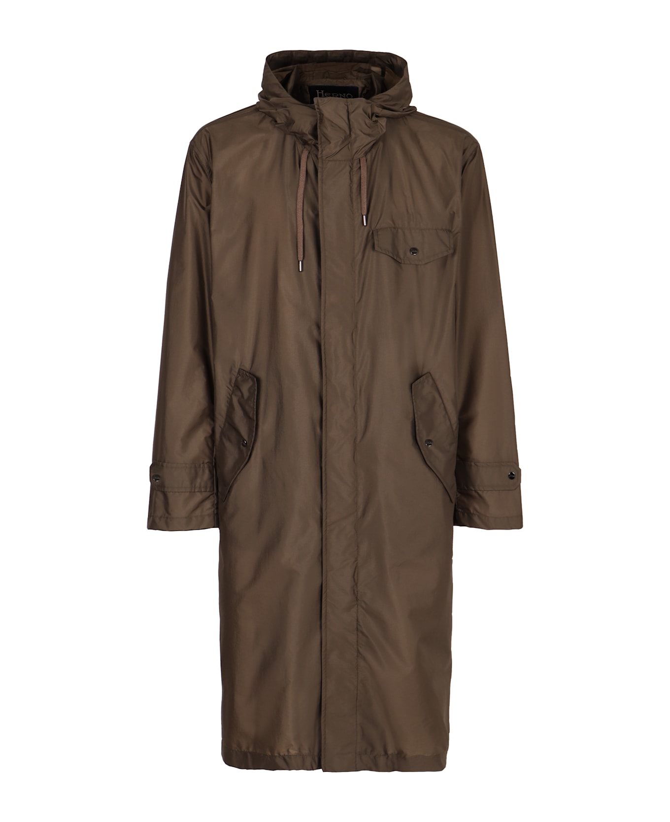 Herno Hooded Techno Fabric Raincoat - green