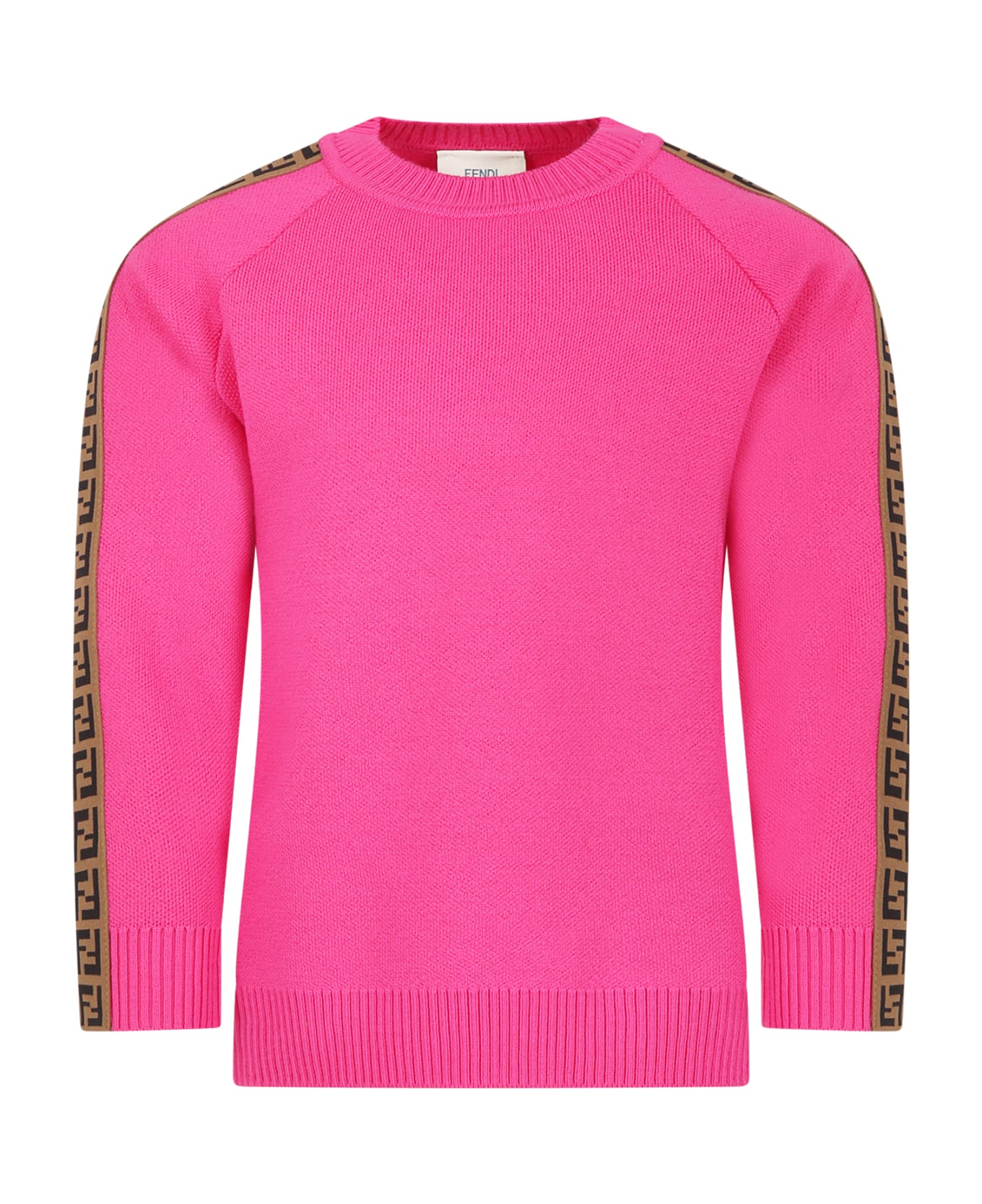 Fendi Fuchsia Sweater For Girl With Double Ff - Fuchsia