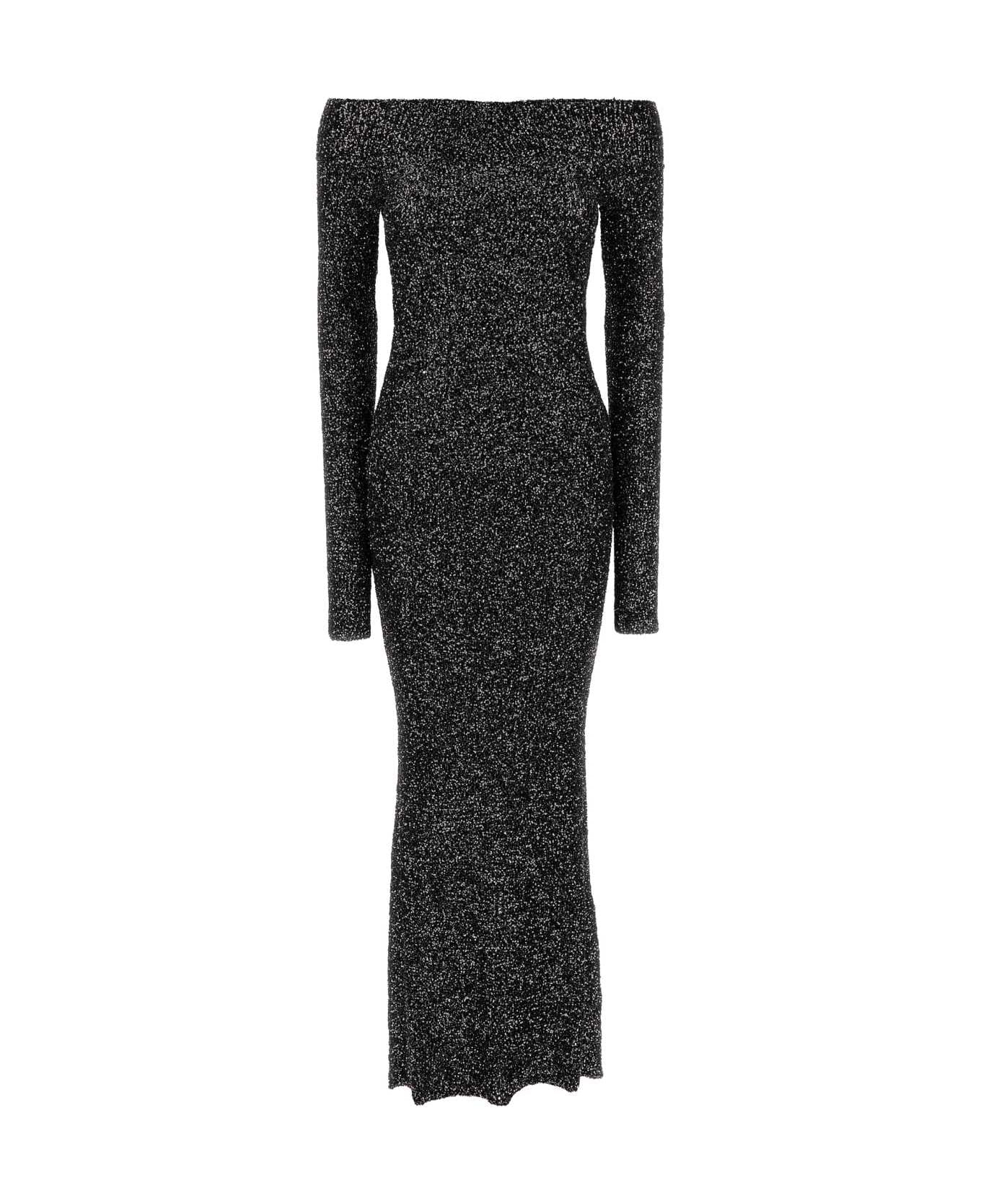 Stella McCartney Embellished Knit Off-the-shoulder Long Dress - Black