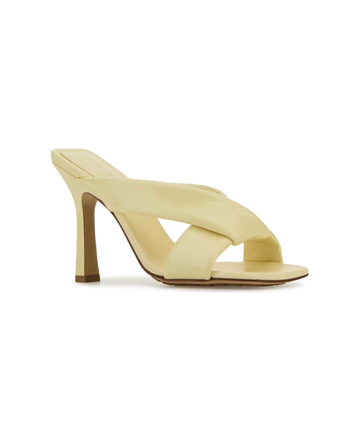 Bottega Veneta Pastel Yellow Leather Riva Mules - CAMOMILE