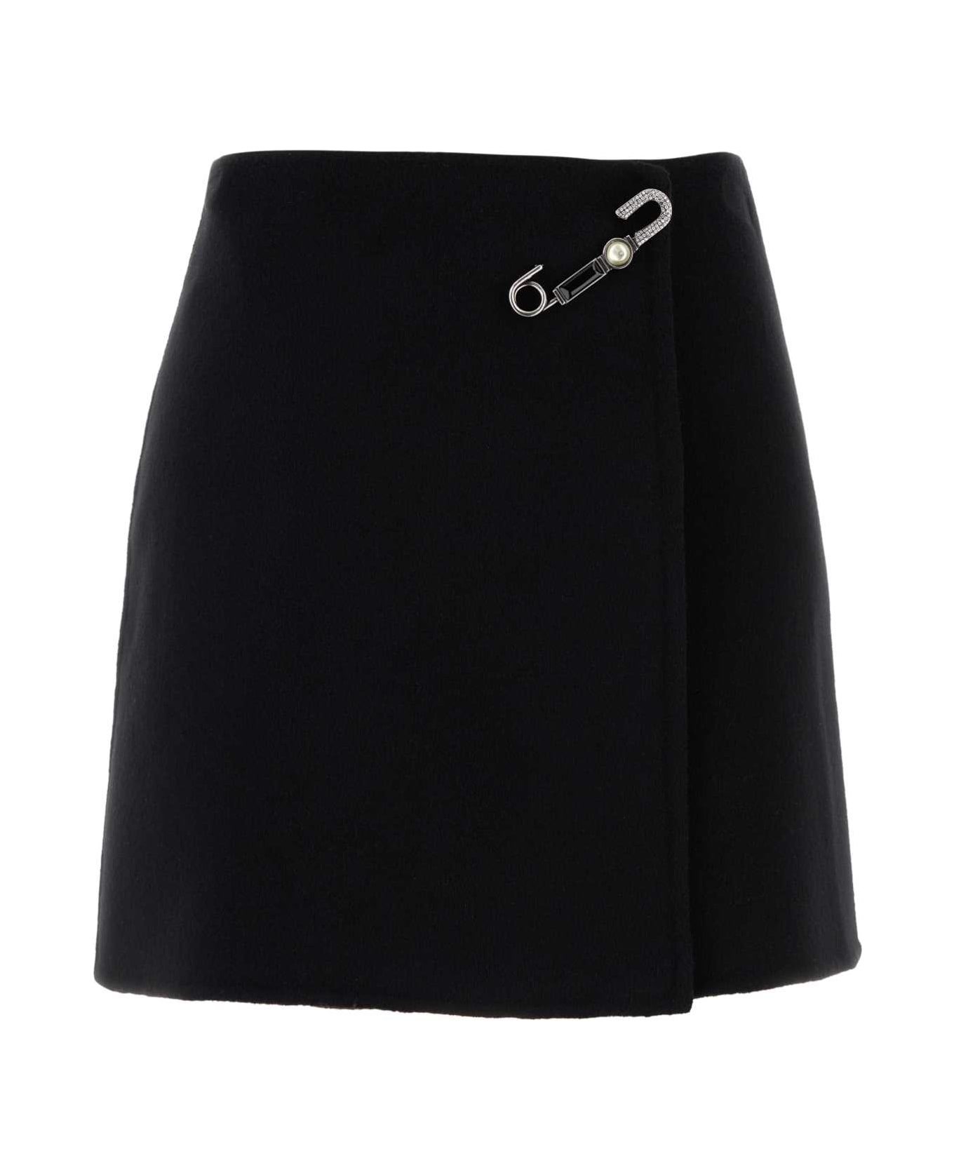 ミニスカート ERMANNO SCERVINO Black wool mini skirt (D472O308GVJ 95708) Ermanno Scervino Black Wool Mini Skirt | italist