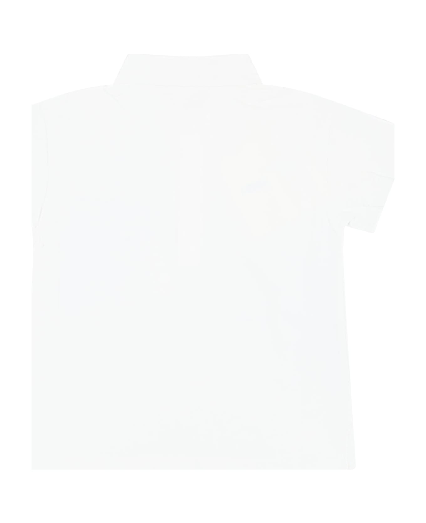 Fendi White Polo Shirt For Baby Boy With Ff - White