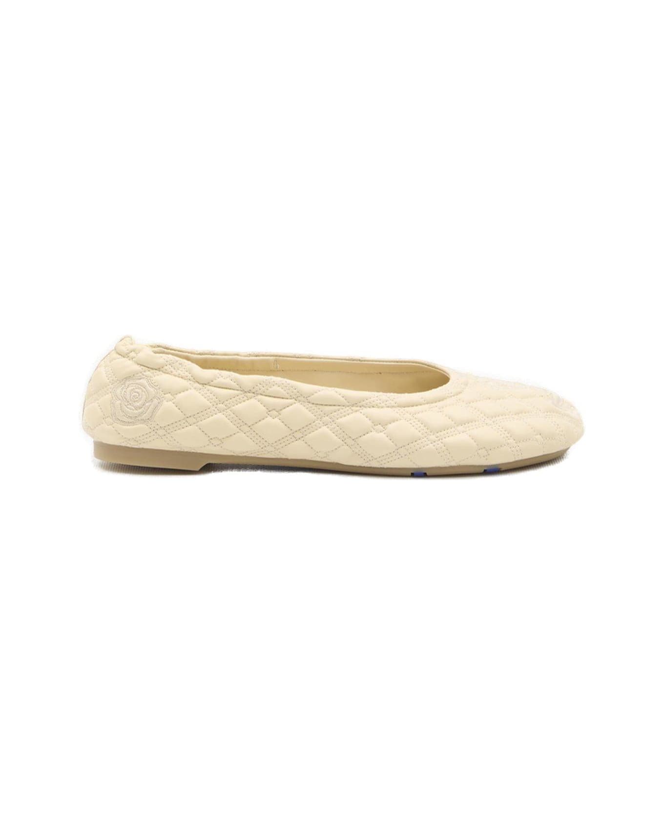 Burberry Quilted Slip-on Ballerina Shoes - White