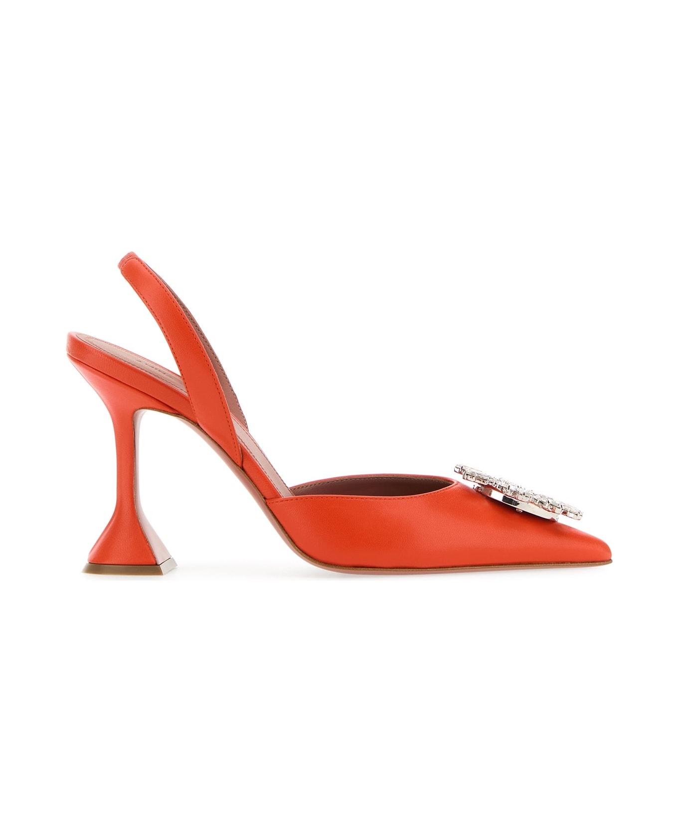 Amina Muaddi Orange Nappa Leather Begum Pumps - TANGERINE