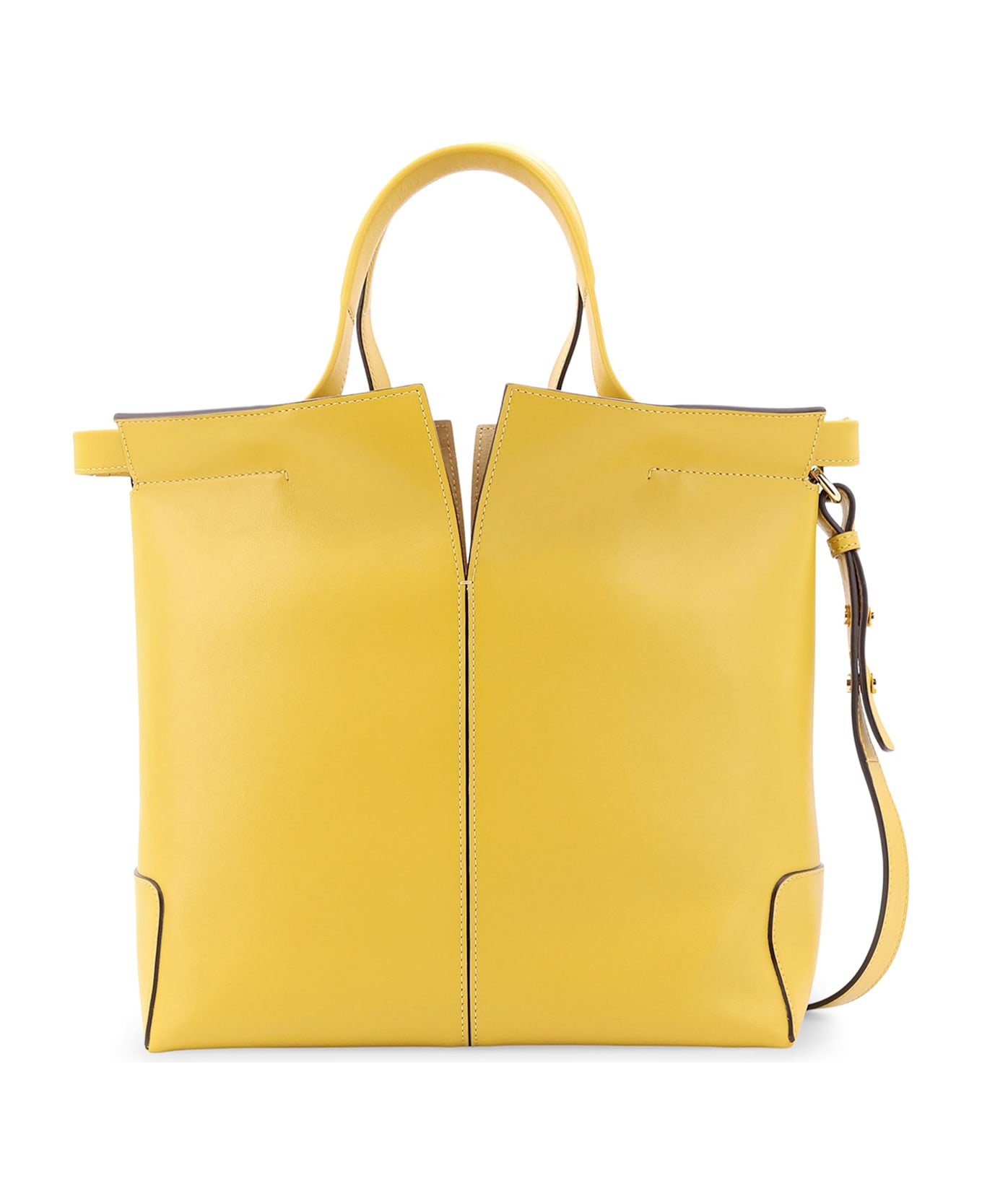 Tod
s Leather Handbag With Frontal Logo Patch - Yellow