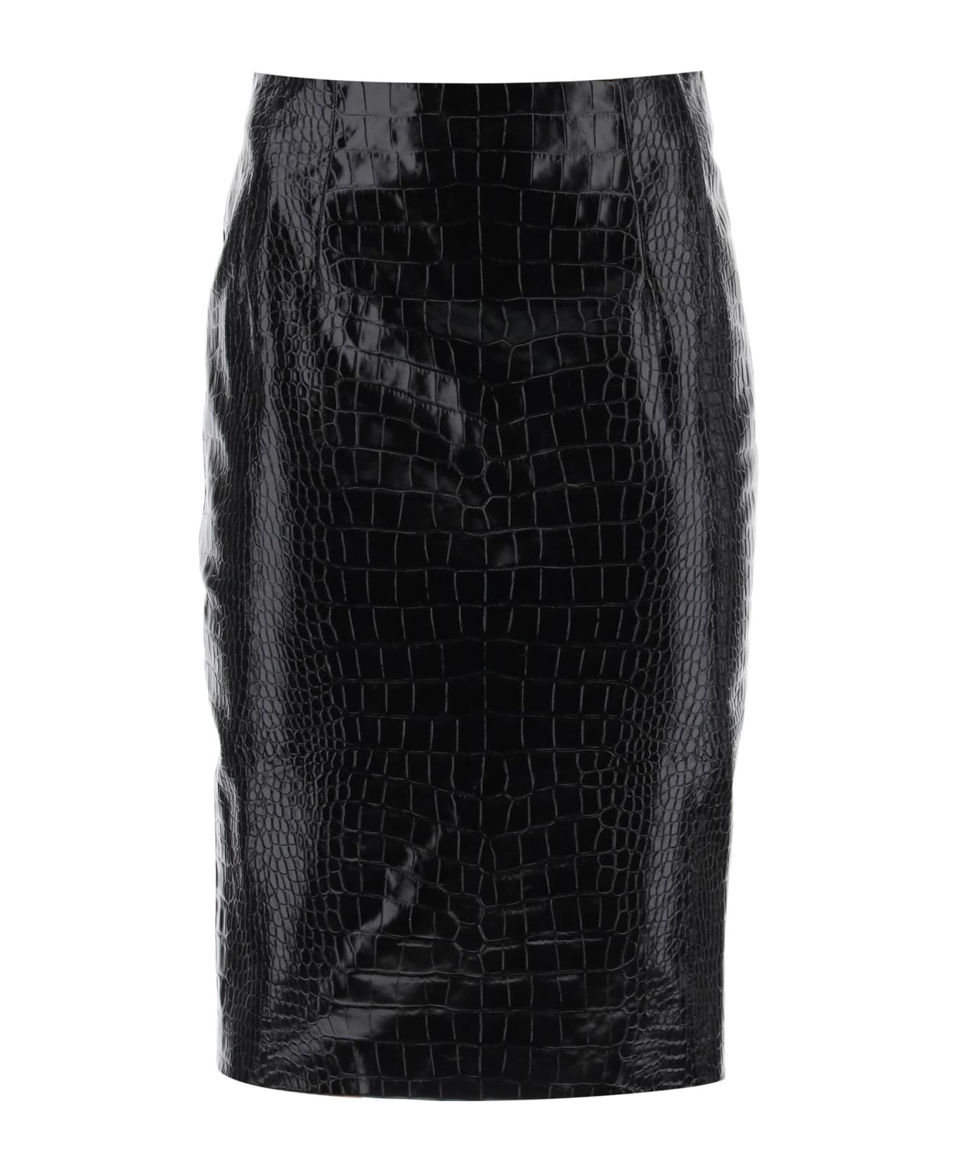 Versace Embossed Leather Skir - Nero