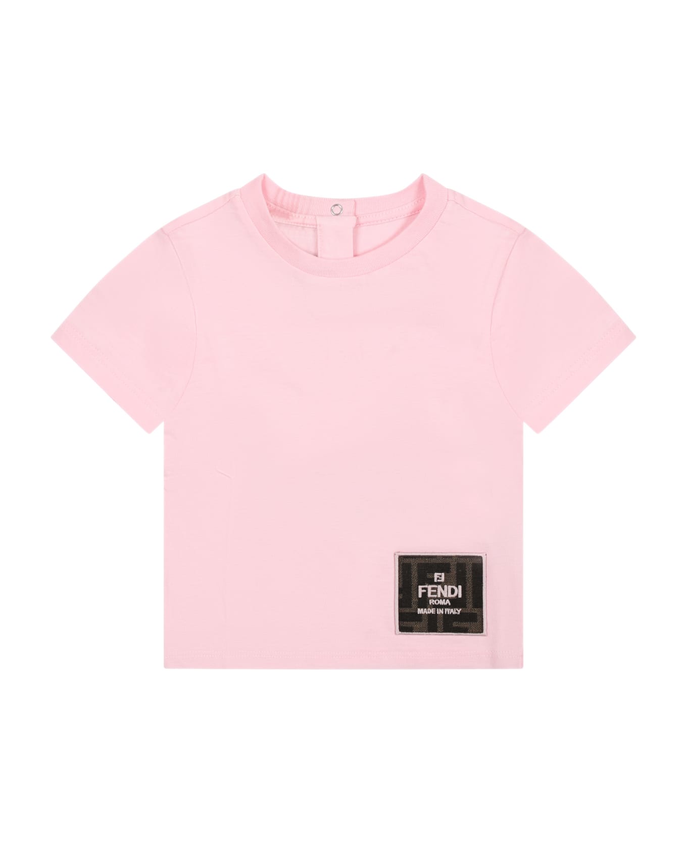 Fendi Pink T-shirt For Baby Girl With Ff - Pink